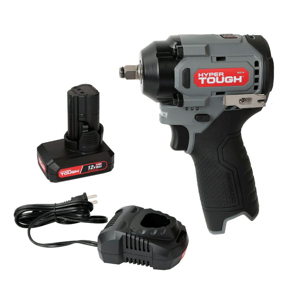 Hyper Tough 12V Max Cordless Brushless Impact Wrench with 4.0Ah Lithium-Ion Battery and Charger, 225 ft-lbs Torque - Image 1