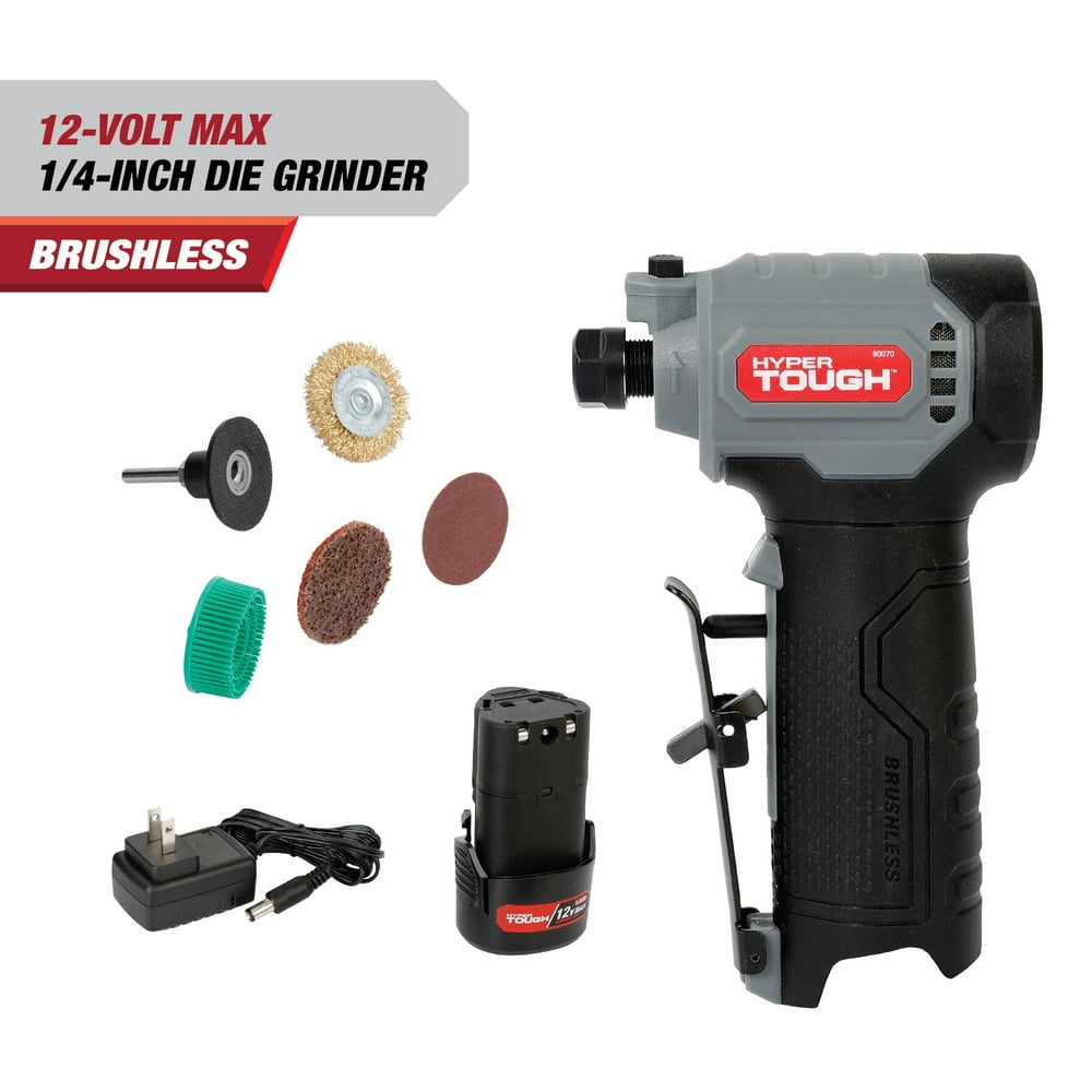 Hyper Tough 12V Max Brushless 1/4-inch Cordless Die Grinder with 1.5AH Lithium-Ion Battery and Charger - Image 1