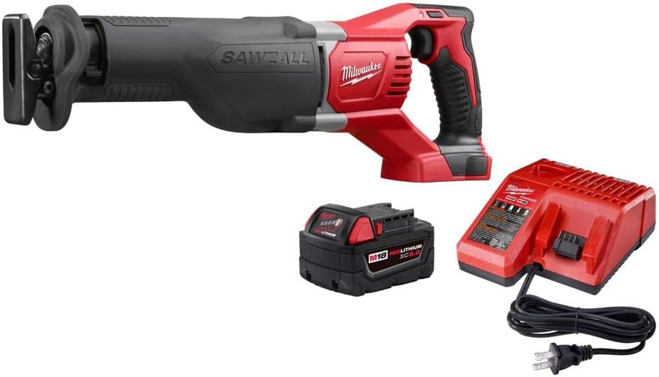 Milwaukee 18V Li-Ion Cordless SAWZALL Reciprocating Saw w/ 5.0Ah Battery & Charger - Image 1
