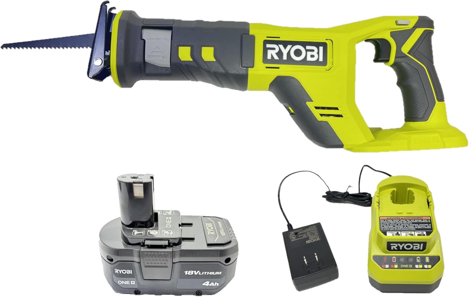 RYOBI ONE+ 18V Cordless Reciprocating Saw Kit with 4.0 Ah Battery and Charger - Image 1