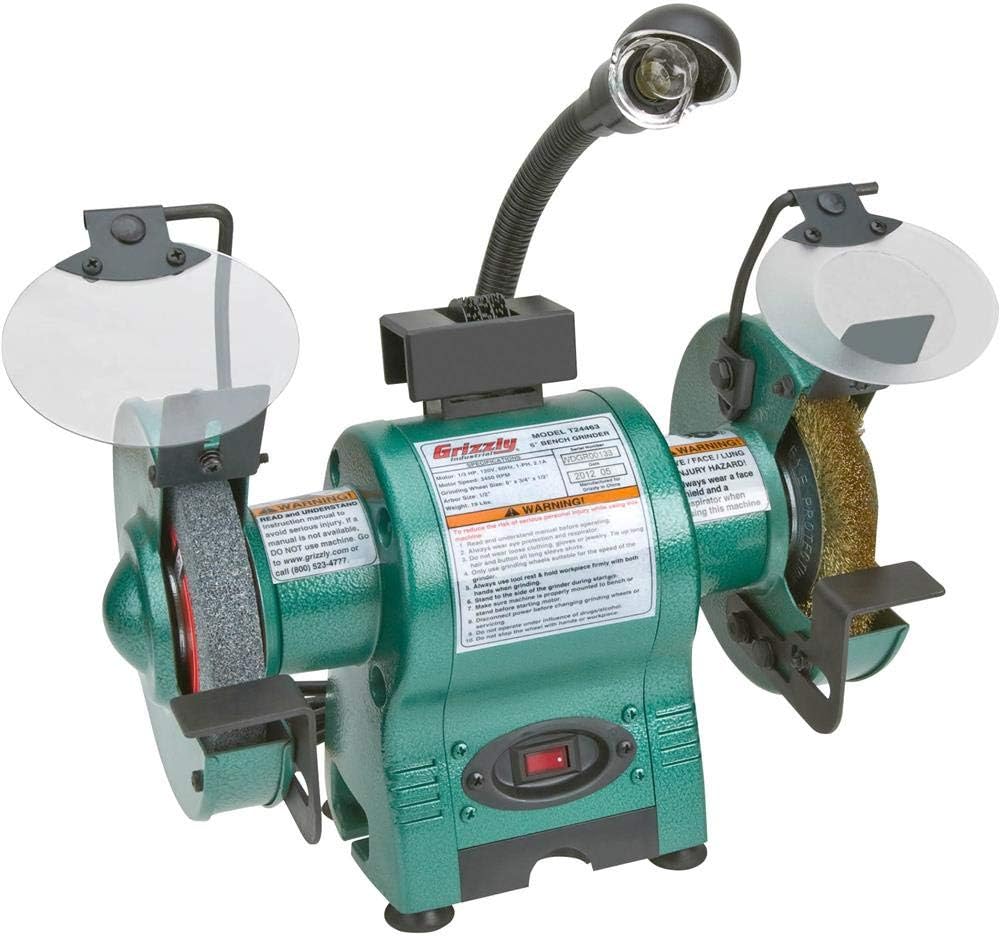 Grizzly Industrial T24463-6" Bench Grinder with Work Light - Image 1