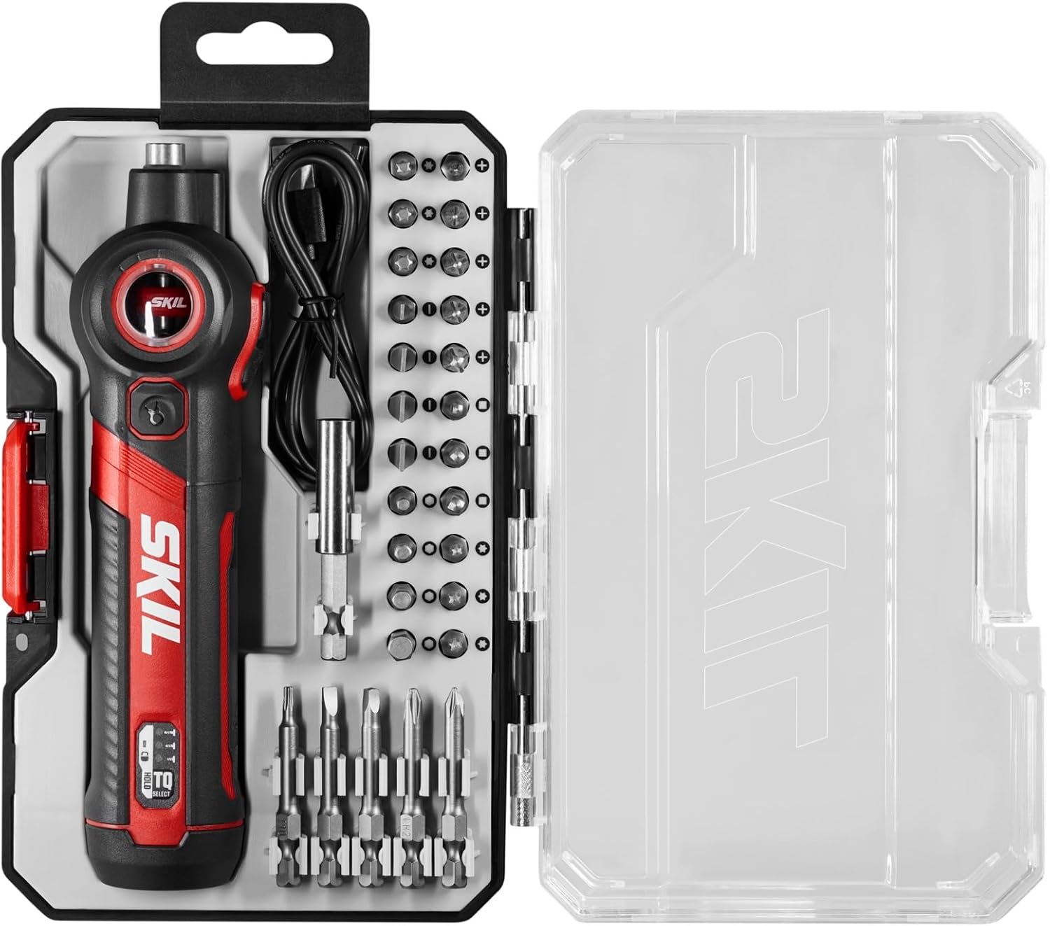 SKIL Twist 2.0 Rechargeable 4V Screwdriver with Pivoting Head, Torque Setting, USB-C Charging Cable, 28 PC Bit Set & Carrying Case- SD5619-02 - Image 1