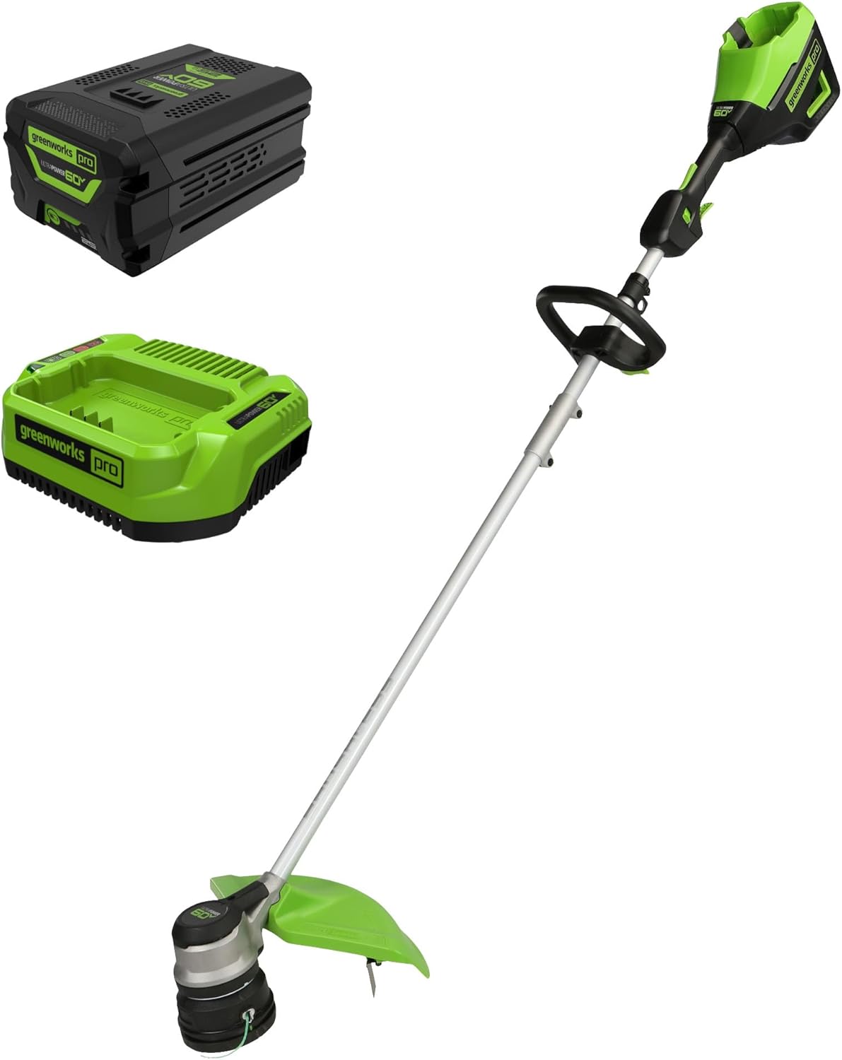 Greenworks 60V 16" Brushless Cordless String Trimmer - 65min Runtime for 2-Mile Fence Lines & Large Properties, 2X Quieter Than Gas, 2.5Ah Battery/Charger Included - Image 1