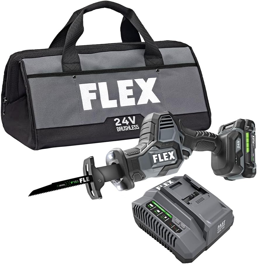 FLEX 24V Brushless Cordless One-Handed Reciprocating Saw Kit with 2.5Ah Lithium Battery and 160W Fast Charger - FX2241-1A - Image 1
