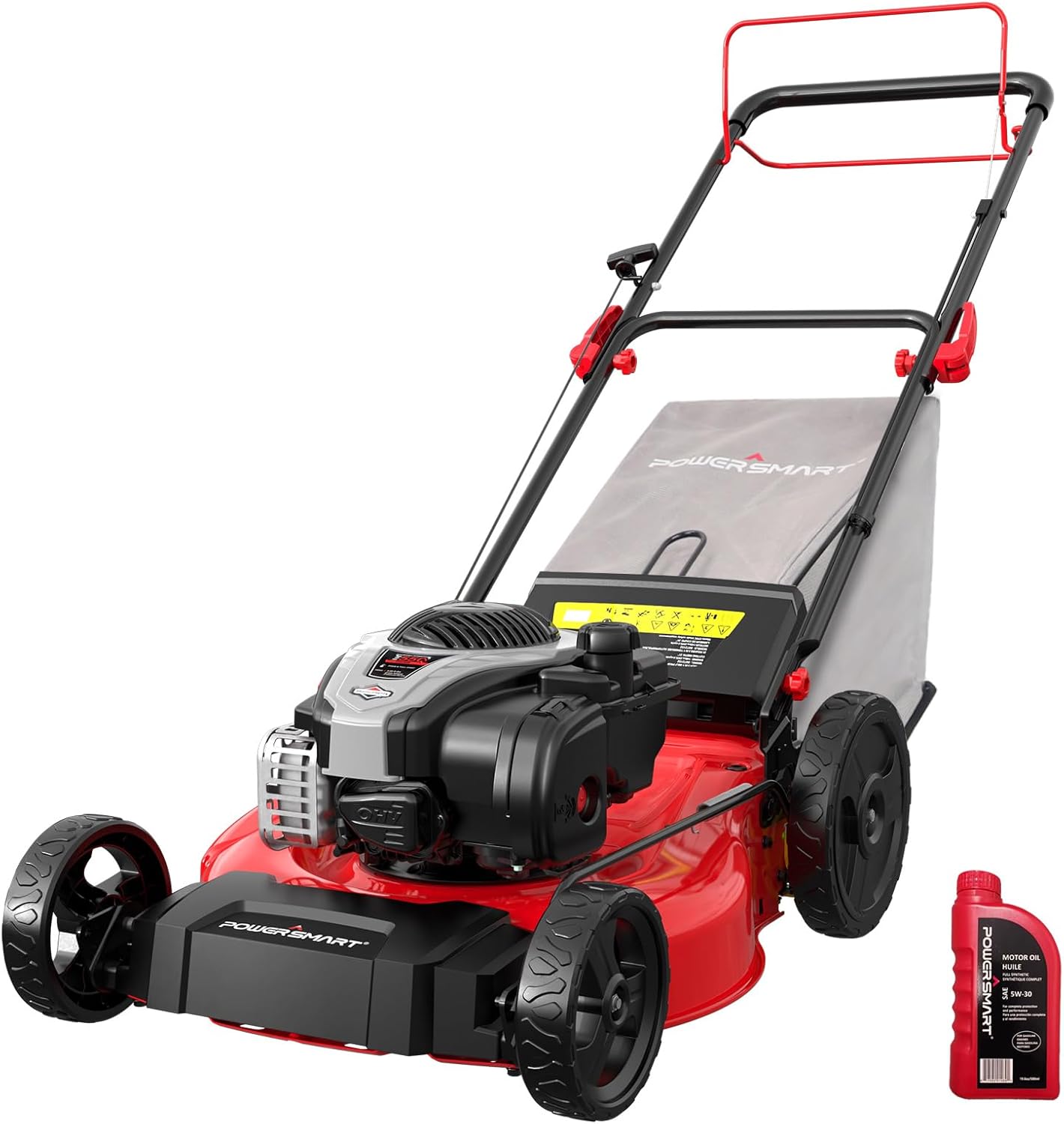 PowerSmart 21" Self-Propelled Lawn Mower with 140cc Briggs & Stratton Engine - Heavy-Duty Steel Deck, 6 Cutting Heights, 3-in-1 Mulching System - Image 1