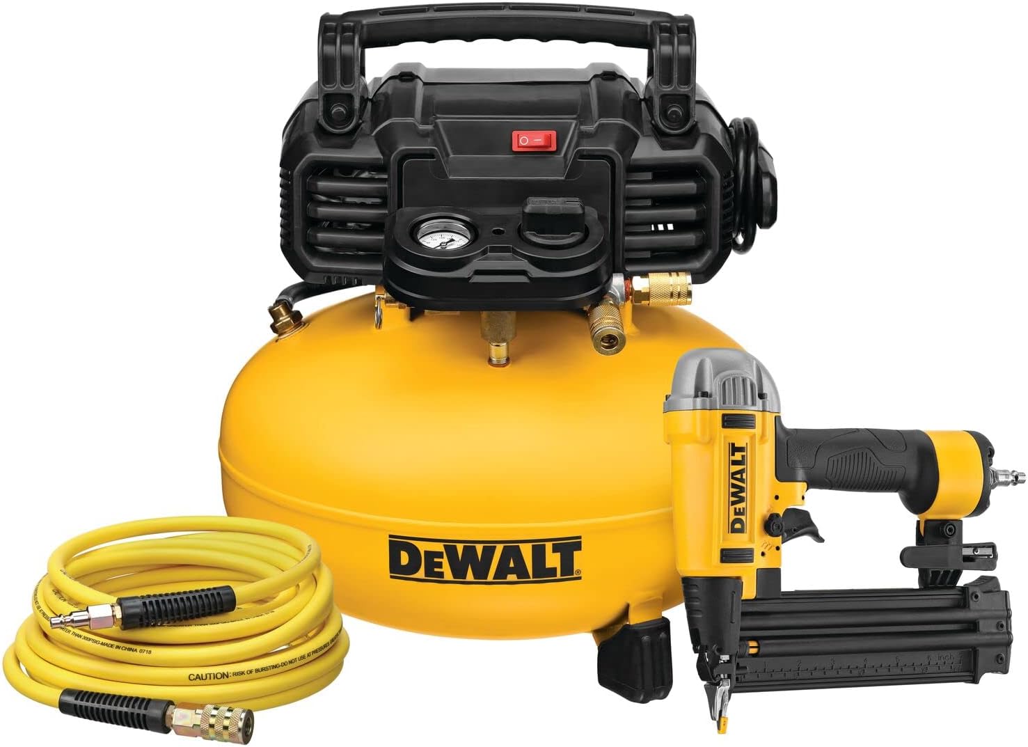 Dewalt DWFP1KITR 18 Gauge Brad Nailer and 6 Gallon Oil-Free Pancake Air Compressor Combo Kit (Renewed) - Image 1