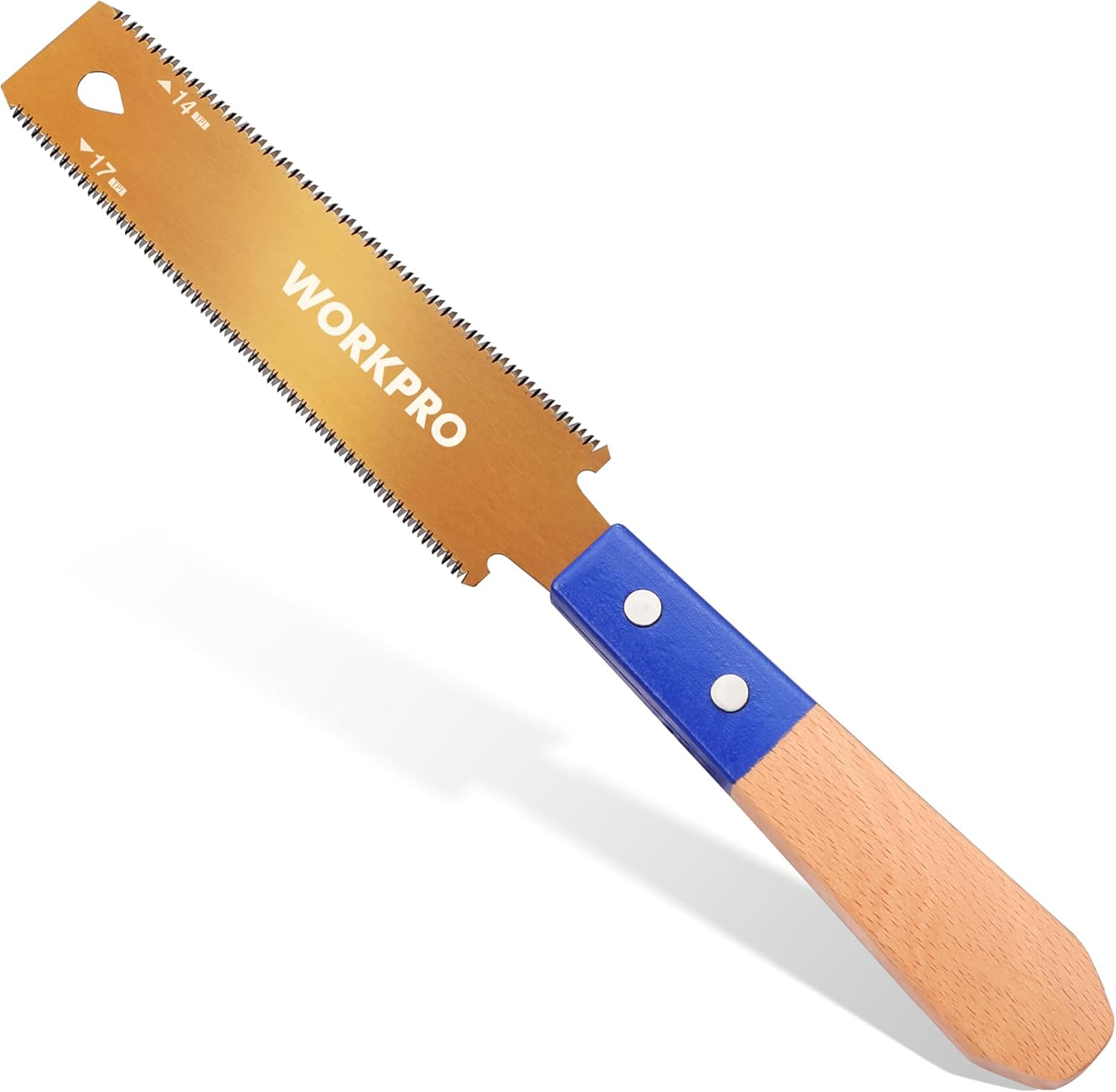 WORKPRO 6 Inch Japanese Pull Saw, Double-Edged Hand Saw for Wood Cutting with 14&17 TPI, SK5 Flexible Blade Flush Cut Saw with Non-Slip Beech Handle, Narrow Head for Fine Woodworking - Image 1