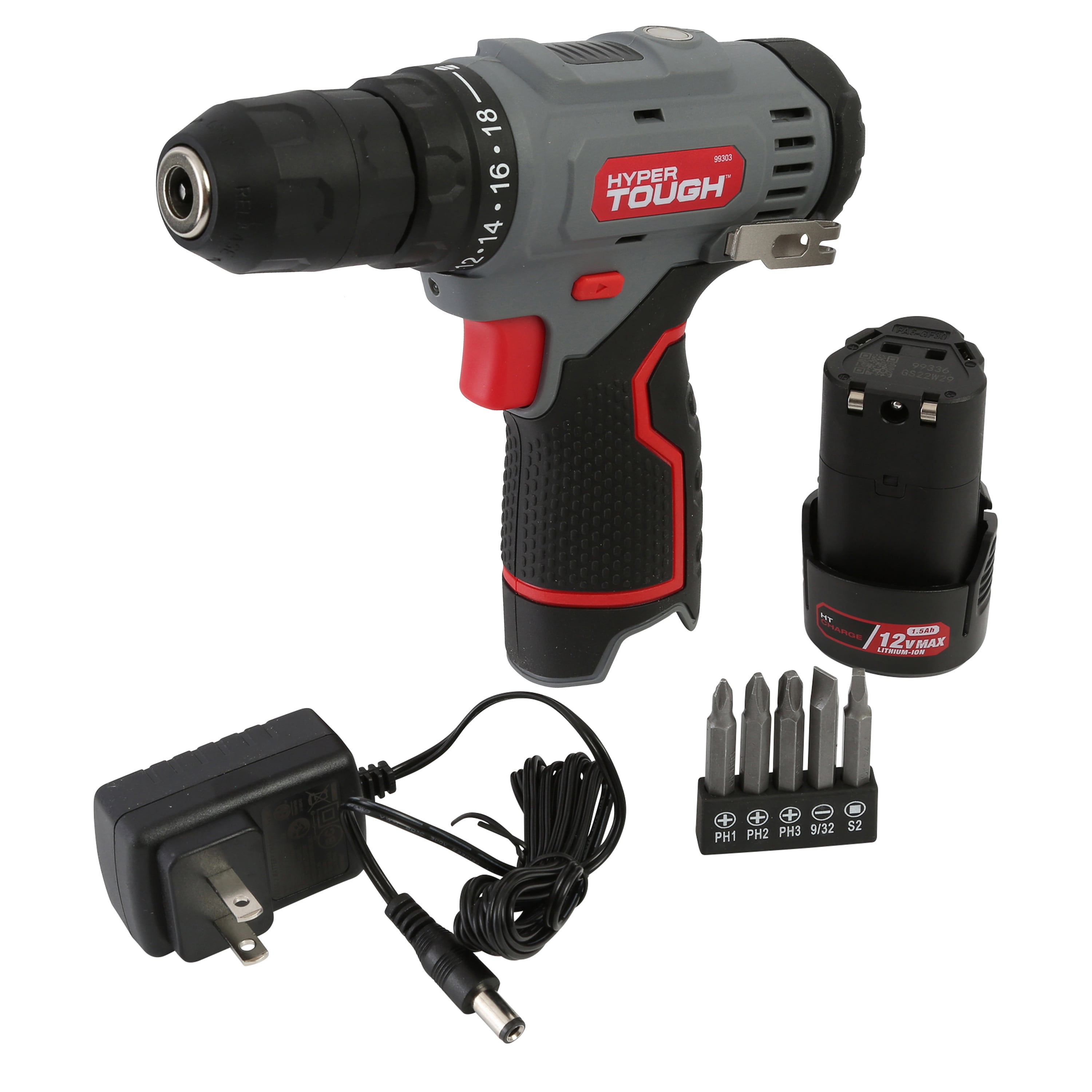 Hyper Tough 12V Max* Lit-Ion Cordless 3/8-inch Drill Driver with 1.5Ah Battery, 99303 - Image 1