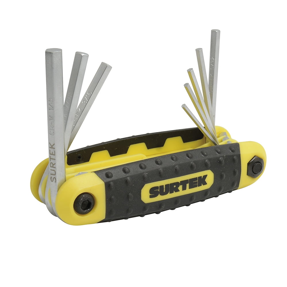 Folding Hex Key Allen Wrench Set, 8 Imperial Pieces Surtek - Image 1