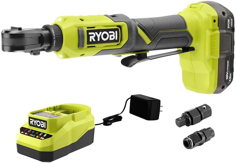 RYOBI 18V ONE+ Multi-Size Ratchet Kit Cordless 18 Volt W Battery & Charger, Green - Image 1