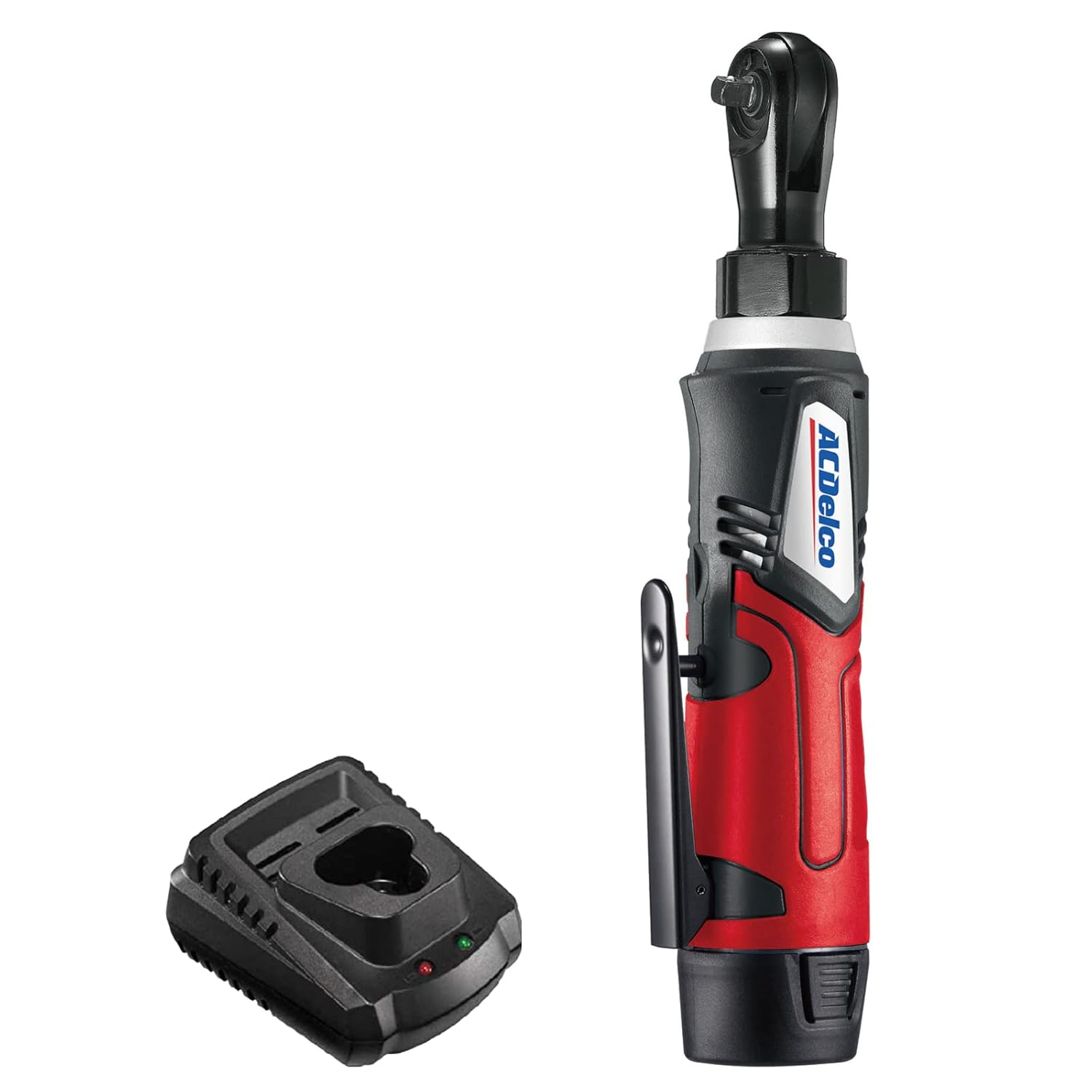 ACDelco ARW1207P G12 Series 12V Cordless Li-ion 1/4” 30 ft-lbs. Torque Ratchet Wrench Tool Kit, Red - Image 1