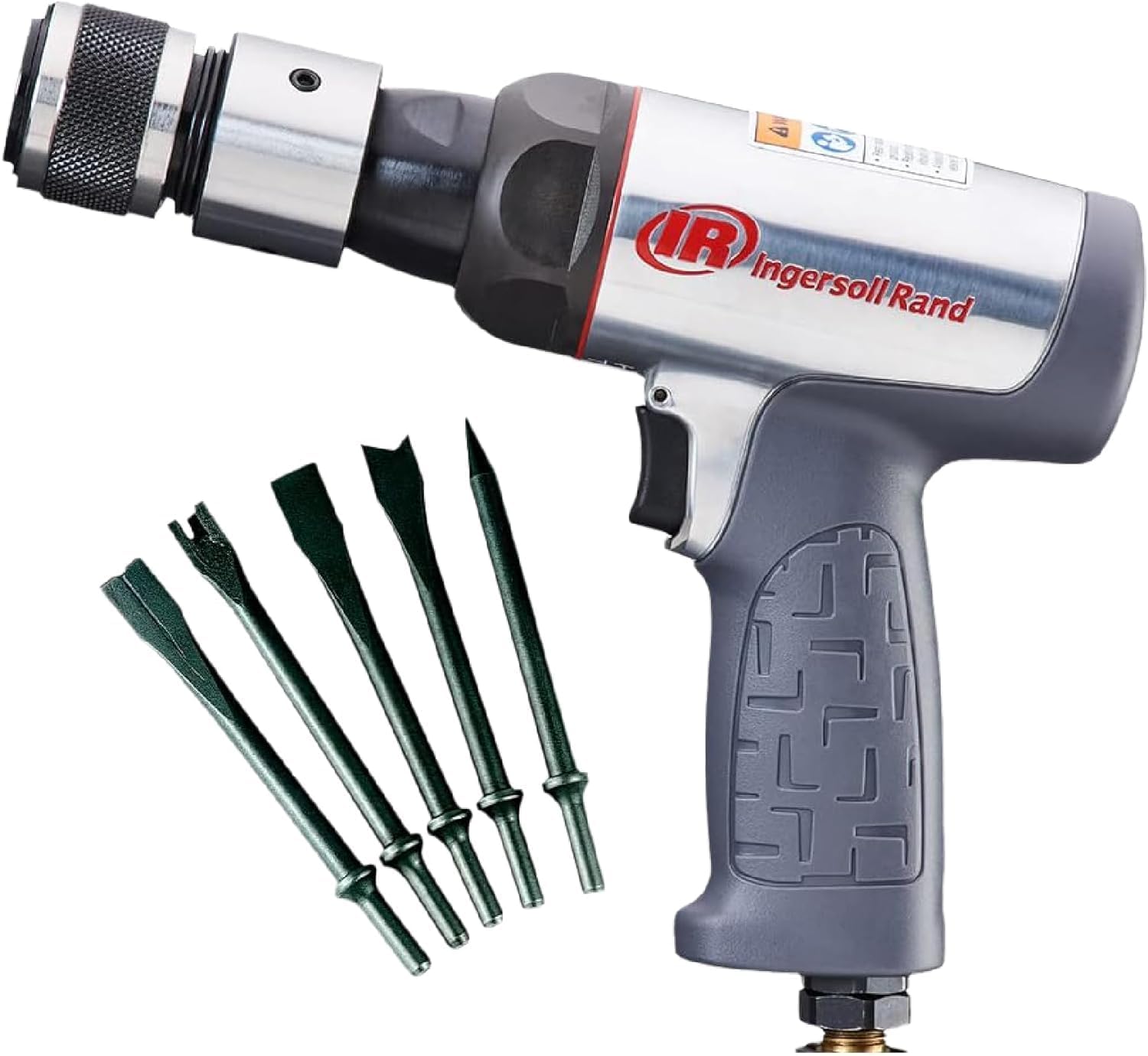 Ingersoll Rand 123MAXK Vibration Reduced Air Hammer 5-Piece Chisel Set, 3,530 BPM, 2-5/8" Stroke, Round Shank - Image 1