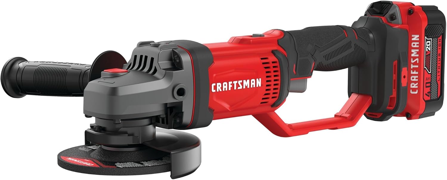 CRAFTSMAN V20 Cordless Angle Grinder Tool Kit, 4-1/2 inch, Battery and Charger Included (CMCG400M1) - Image 1