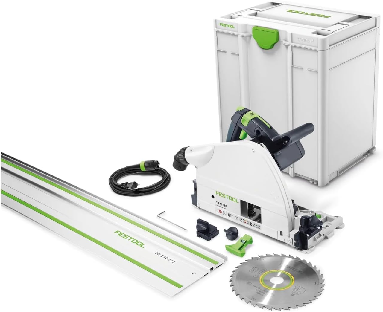 Festool TS 75 EQ-F-Plus-FS Plunge Cut Circular Track Saw with 75-Inch Guide Rail 576118+491503 - Image 1