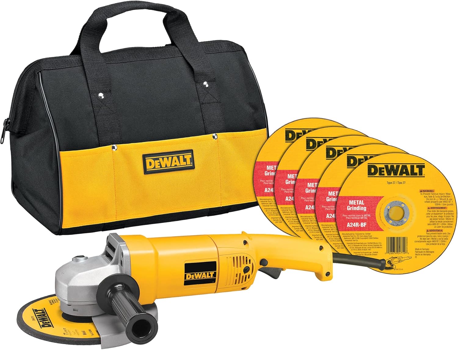 DEWALT Angle Grinder Tool Kit with Bag and Cutting Wheels, 7-Inch, 13-Amp (DW840K), full size - Image 1