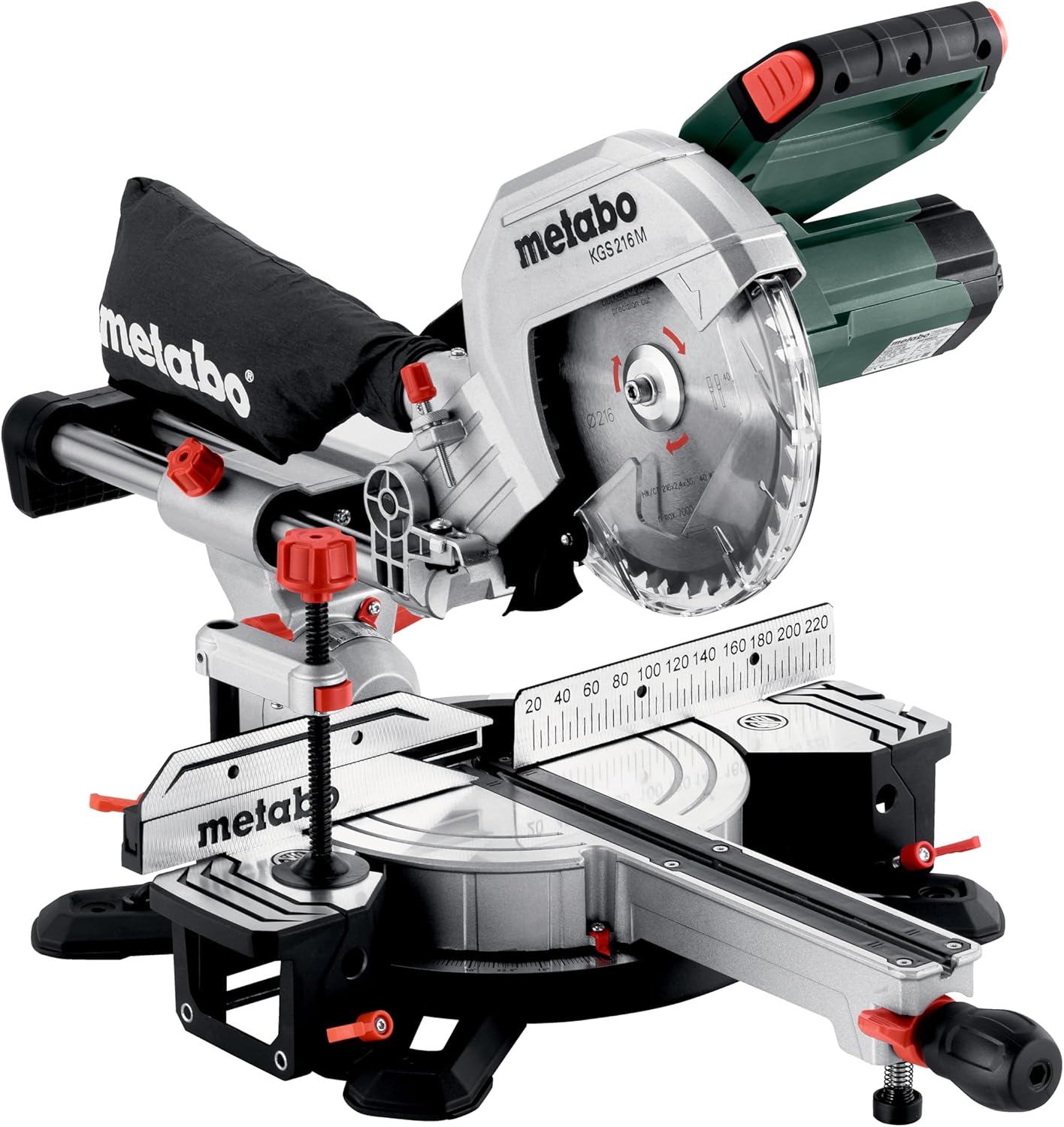 Metabo KGS 216 M Chop Saw (Box with Pull Function, Robust Construction, with Extendable Table Widening) 613216000 - Image 1