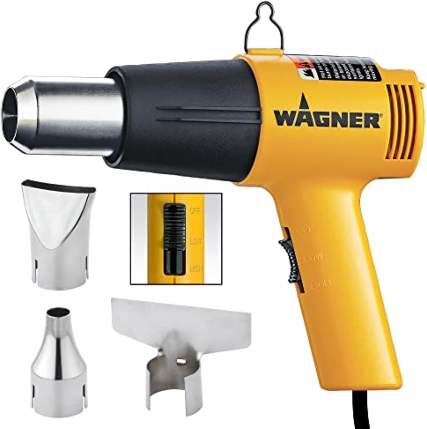 Wagner Spraytech 2417344 HT1000 Heat Gun Kit, 3 Nozzles Included, 2 Temp Settings 750ᵒF & 1000ᵒF, Great for Shrink Wrap, Soften Paint, Bend Plastic Pipes, Loosen Bolts and More - Image 1