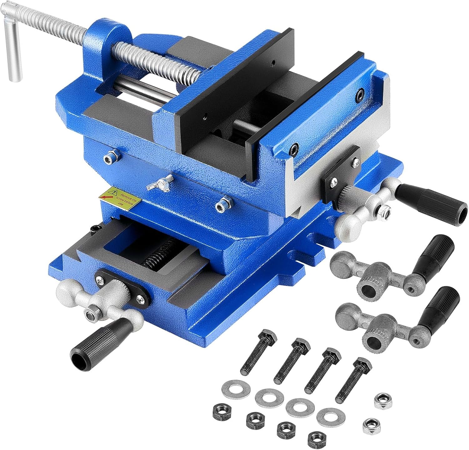 VEVOR Cross Slide Drill Press Vise, 4 Inch Jaw Width, 2 Way X-Y Axis Bench Vise, 3.5 Inch Max Jaw Opening, Heavy Duty Cast Iron, Workbench Vice Clamp, for Woodworking Drilling CNC Milling Machine - Image 1