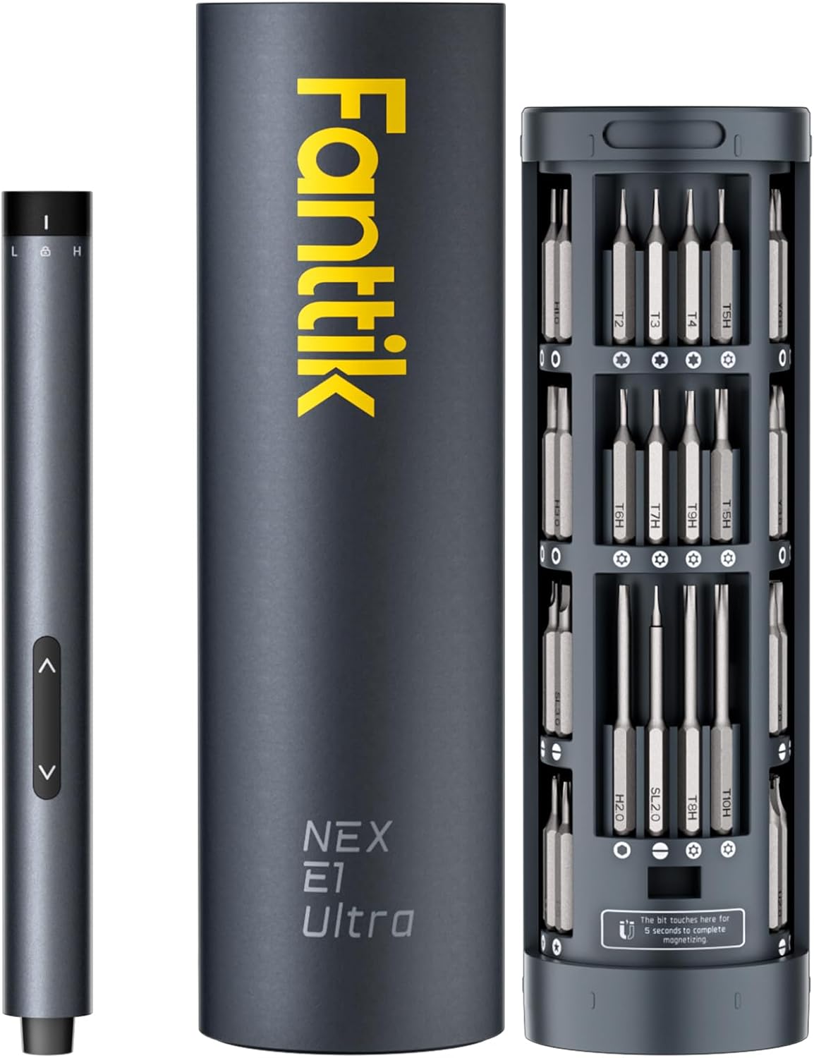 Fanttik E1 Ultra Mini Electric Screwdriver, Precision Electric Set, 50-in-1 Magnetic Bits, Magnetic Rotatable Storage, 5/32''Hex, Electric Screwdriver for Electronics Phone Camera Laptop Watch - Image 1