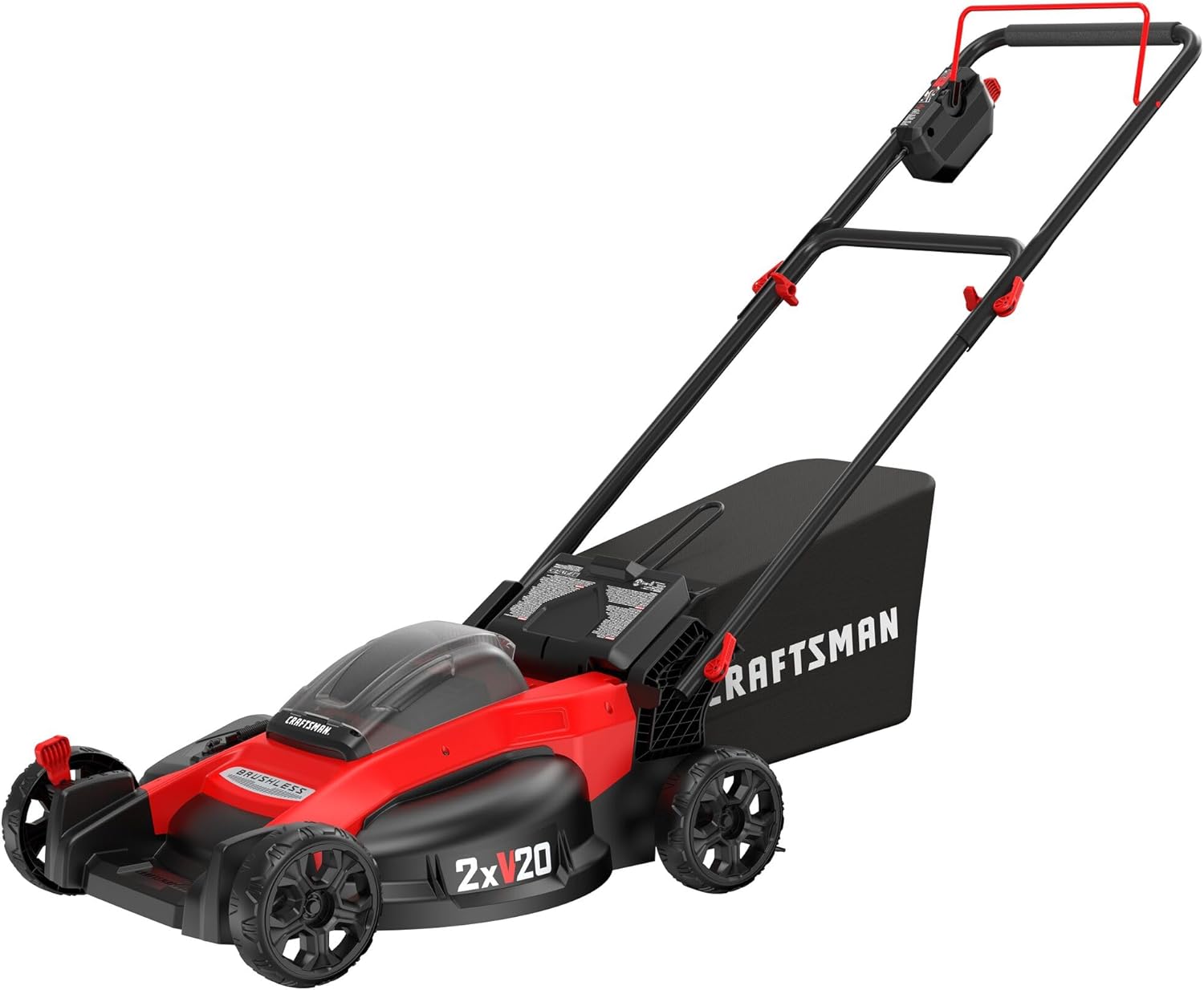 CRAFTSMAN V20 Lawn Mower, Push Mower, Lightweight and Portable, Grass Bag, Battery and Charger Included (CMCMW220P2) - Image 1