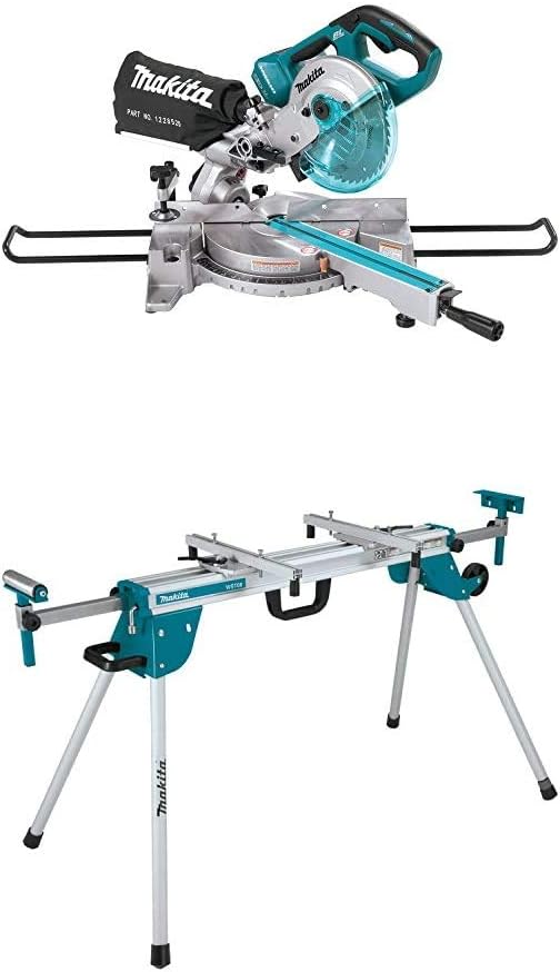 Makita XSL02Z 18V X2 LXT Lithium-Ion (36V) Brushless Cordless 7-1/2" Dual Slide Compound Miter Saw, Tool Only with WST06 Compact Folding Miter Saw Stand - Image 1