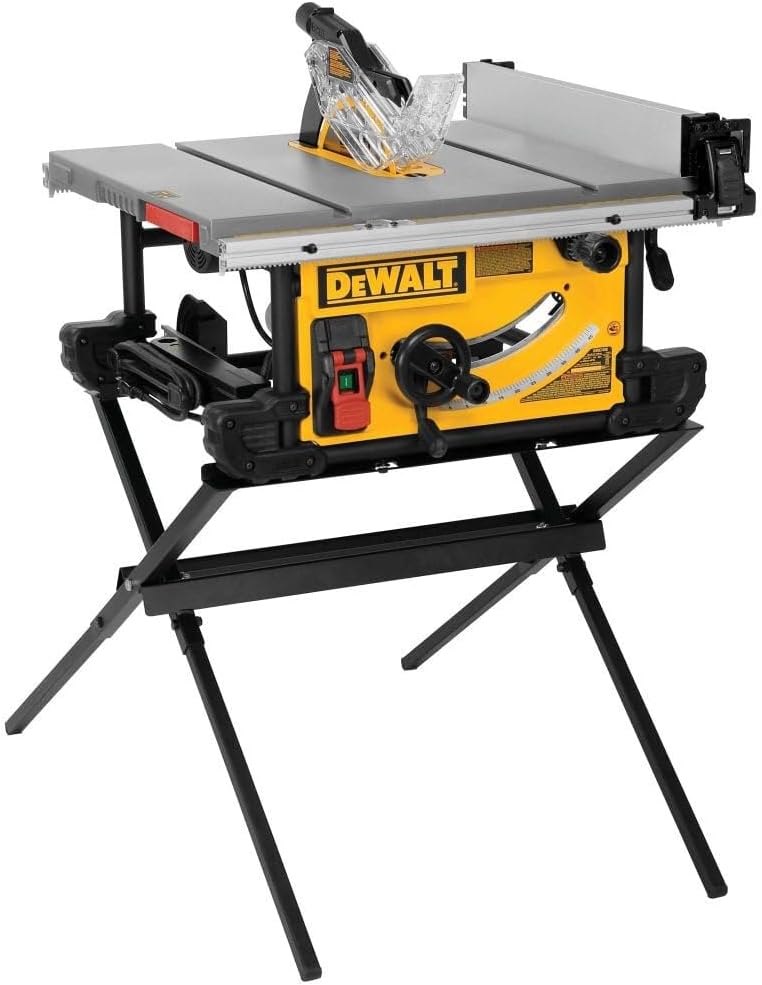 DEWALT Table Saw, 10 Inch, 15 Amp, 32 ½-Inch Rip Capacity, Dust Collector, Scissor Stand (DWE7491X) - Image 1