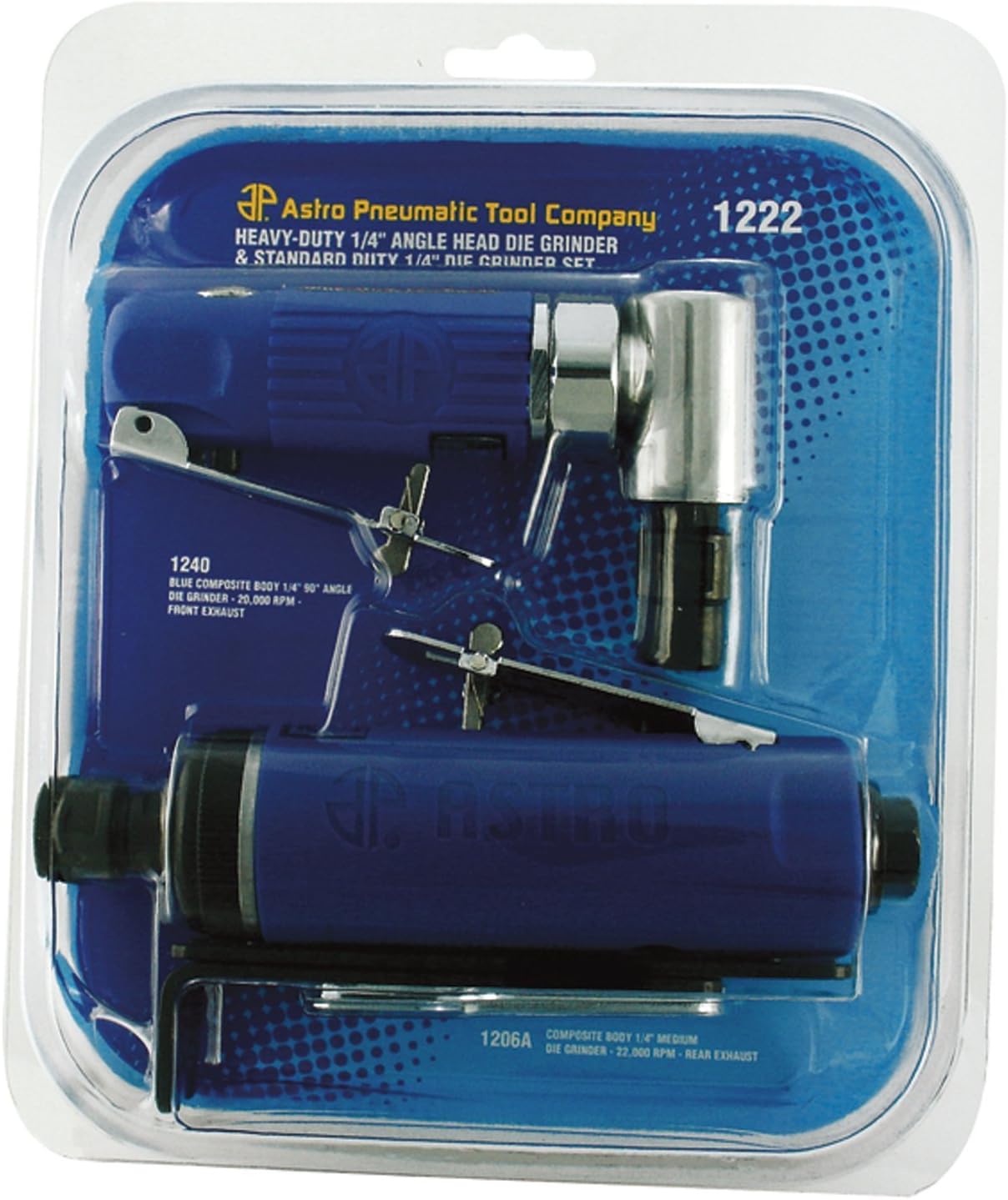 Astro 1222 Blue Composite Body Angle and Medium Die Grinder, 1/4-Inch - Image 1