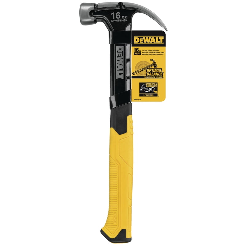 DEWALT 16 oz. Smooth Face Curve Claw Hammer 11-3/4" Steel Handle - Image 1