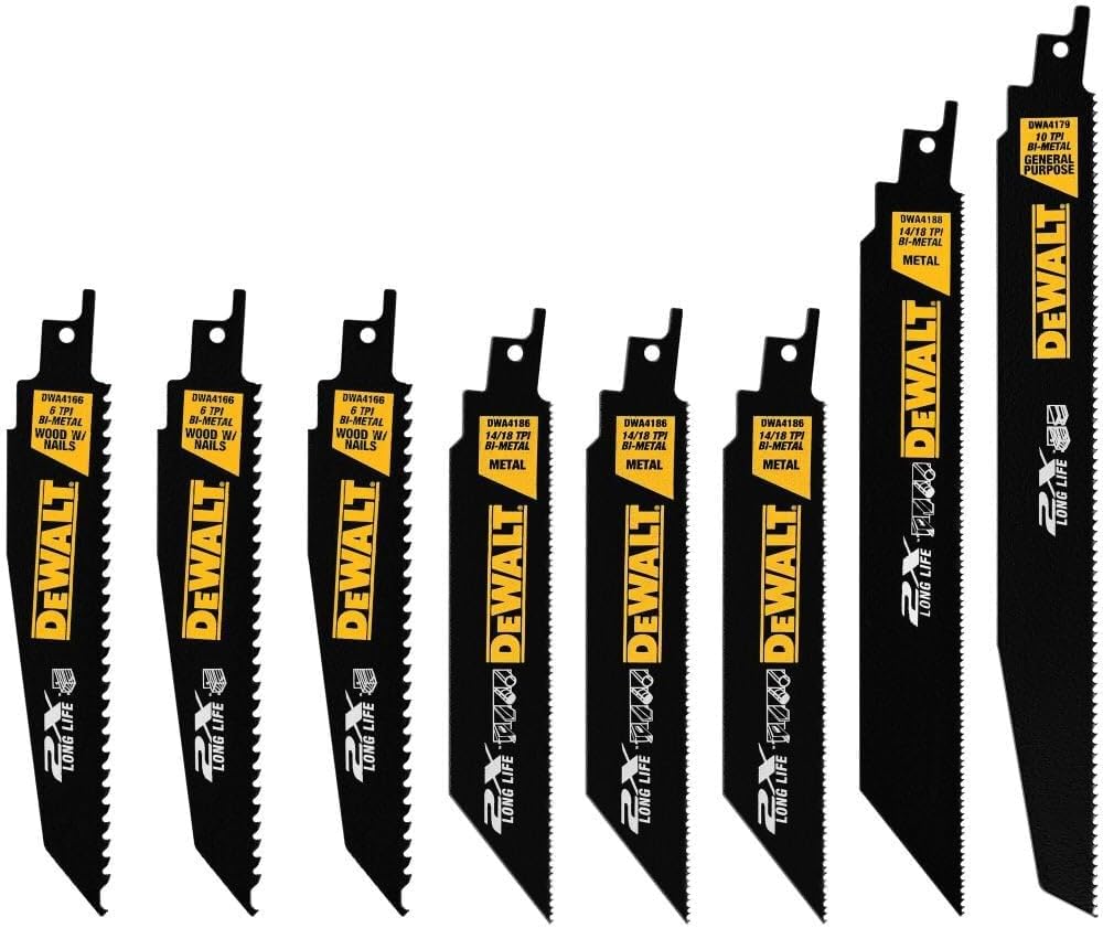 DEWALT - DWA4101 Reciprocating Saw Blade Set, Wood/Metal Cutting, 8-Pack (DWAR8SETCS) - Image 1