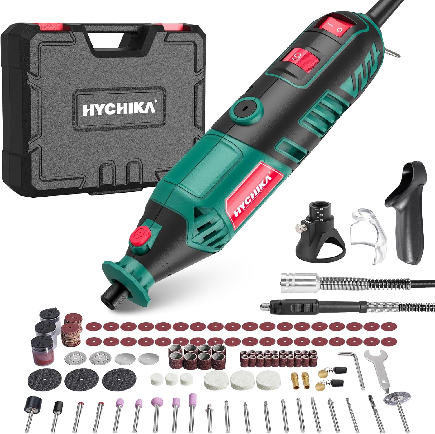 HYCHIKA 180W Rotary Tool, Variable Speed Rotary Tool Kit with Flex Shaft, 173pcs Accessories Kit & 8000-35000RPM Multi-Tool, Perfect for Cutting, Detail Sanding, Engraving, Wood Carving, and Polishing - Image 1