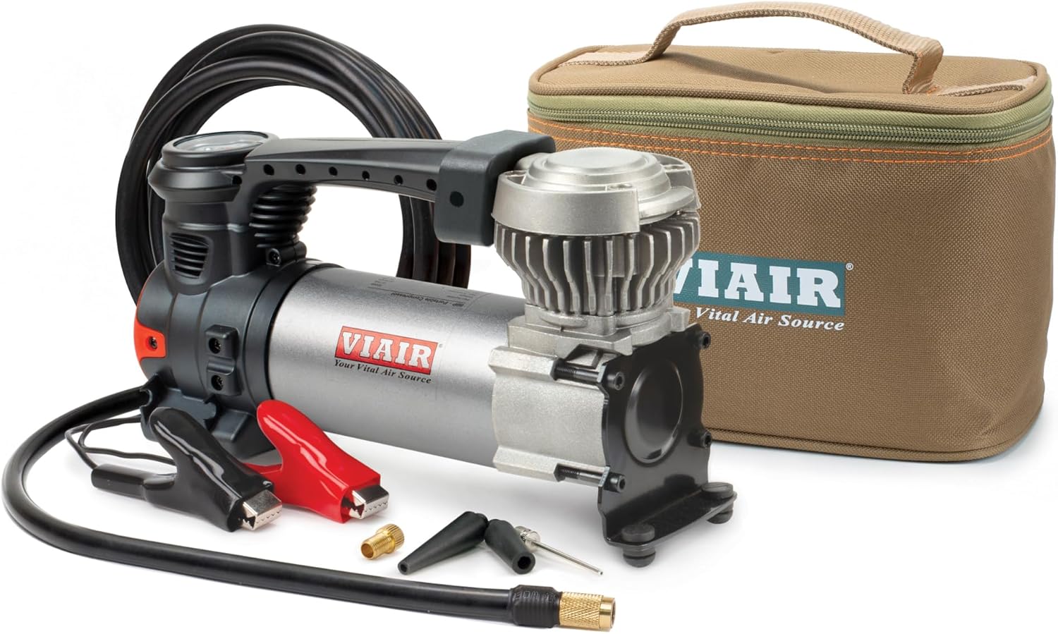 VIAIR 88P - 00088 Tire Inflator Portable On/Offroad Air Compressor for Car, Truck, SUV & RV | 12V Heavy Duty Pump 120 PSI, Alligator Clip, Twist Chuck - Image 1