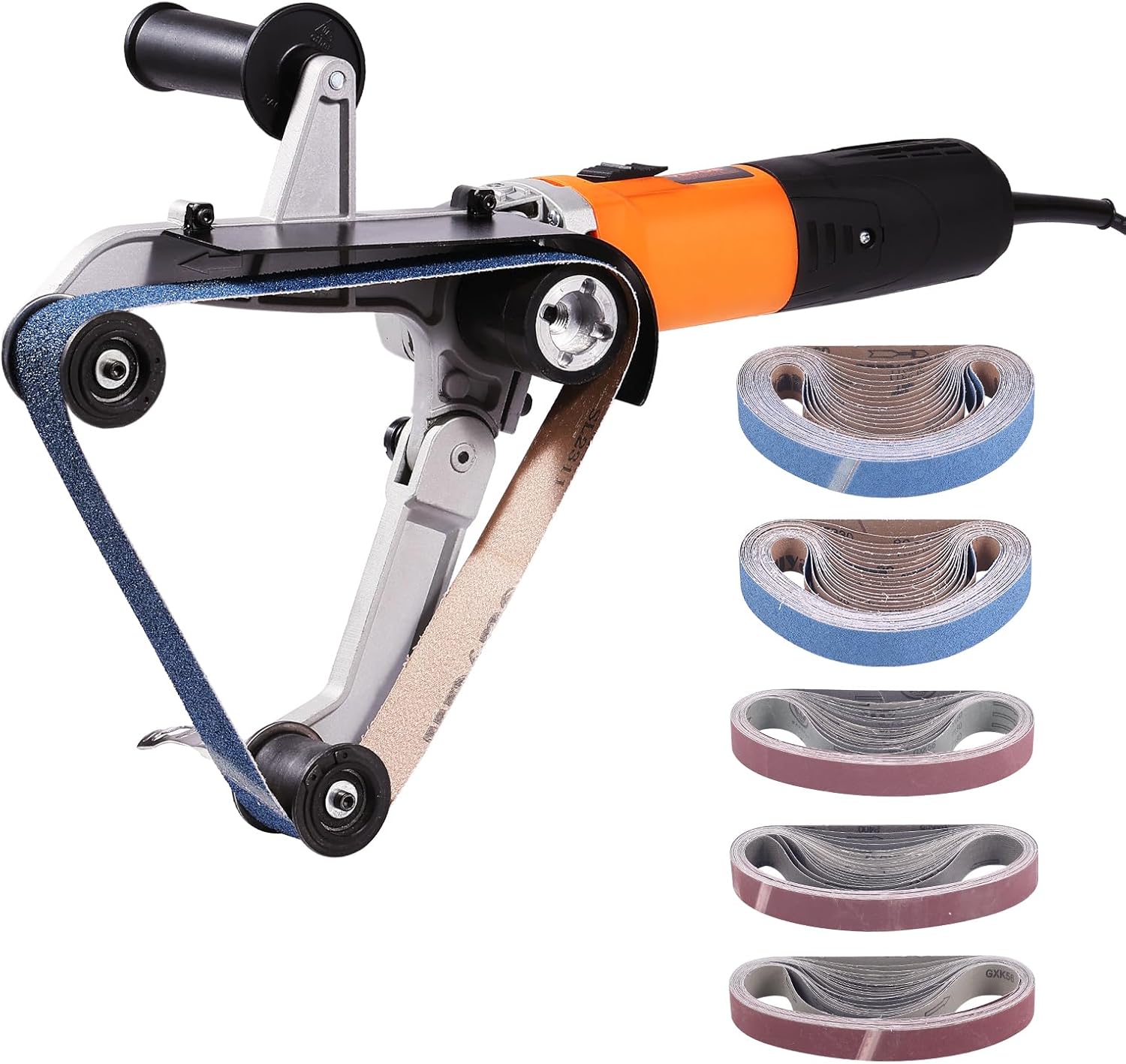 VEVOR Pipe Tube Polisher Sander, 1000W Pipe Belt Sander with 6 Variable Speeds 1100-3200rpm, Professional Belt Sander Grinding Machine with 100PCS Sanding Belts for Burnishing Finishing Rust Removal - Image 1