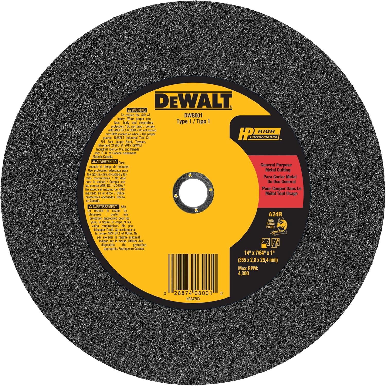 DEWALT 14-in Continuous High-Performance Aluminum Oxide Circular Saw Blade - Image 1