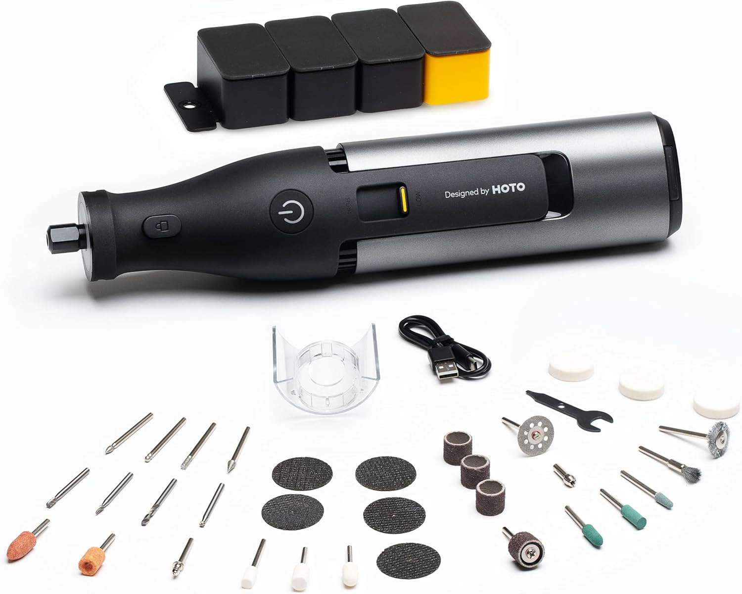 HOTO 12V Cordless Rotary Tool Kit Pro, Brushless Motor, 35000RPM Variable Speed, 3000mAh USB-C Rechargeable, LED Light, 37 Accessories, Ideal for Carving, Sanding, Polishing, Drilling, Cutting, DIY - Image 1