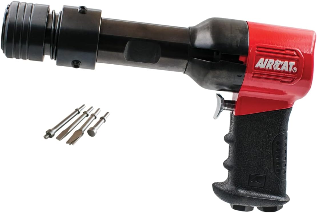 AIRCAT Pneumatic Tools 5300-B: Super Duty 0.498-Inch Shank Air Hammer 1,700 BPM - Kit with 4 Chisels - Image 1