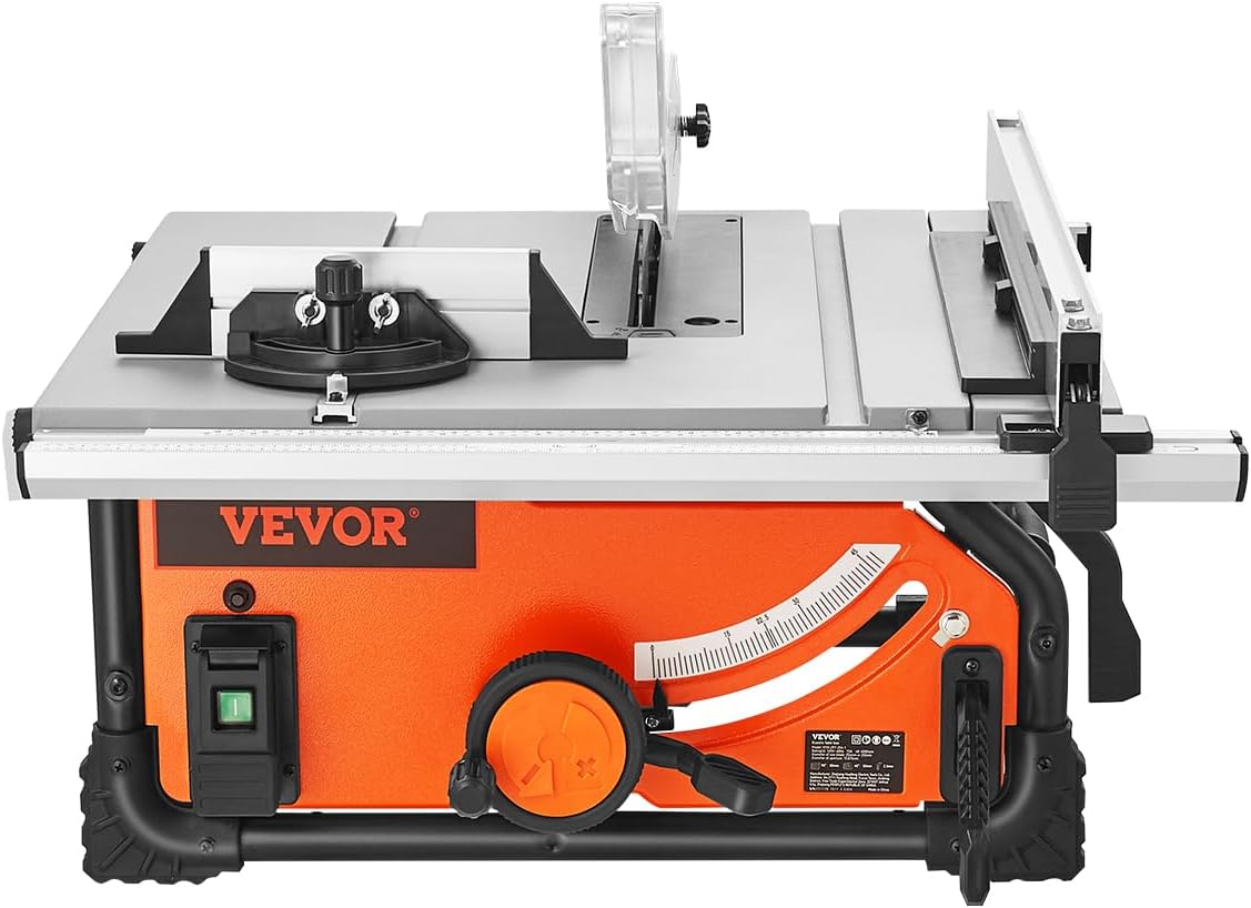 VEVOR Table Saw, 4500 RPM Portable Jobsite Table Saw with Sharp Edges & High Cutting Precision, Compact Table Saws with Dust Port For Woodworking, Fit for Raw Wood, Flooring & Cabinets - Image 1
