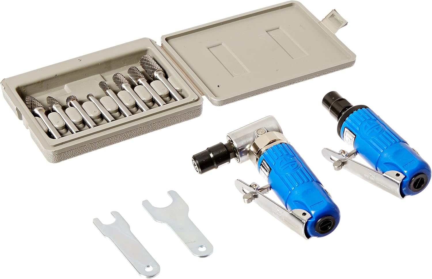 Astro Pneumatic Tool 1221 Composite Body 1/4" 90° Die Grinder, Mini Die Grinder AND 8pc. Double Cut Carbide Rotary Burr Set - Image 1
