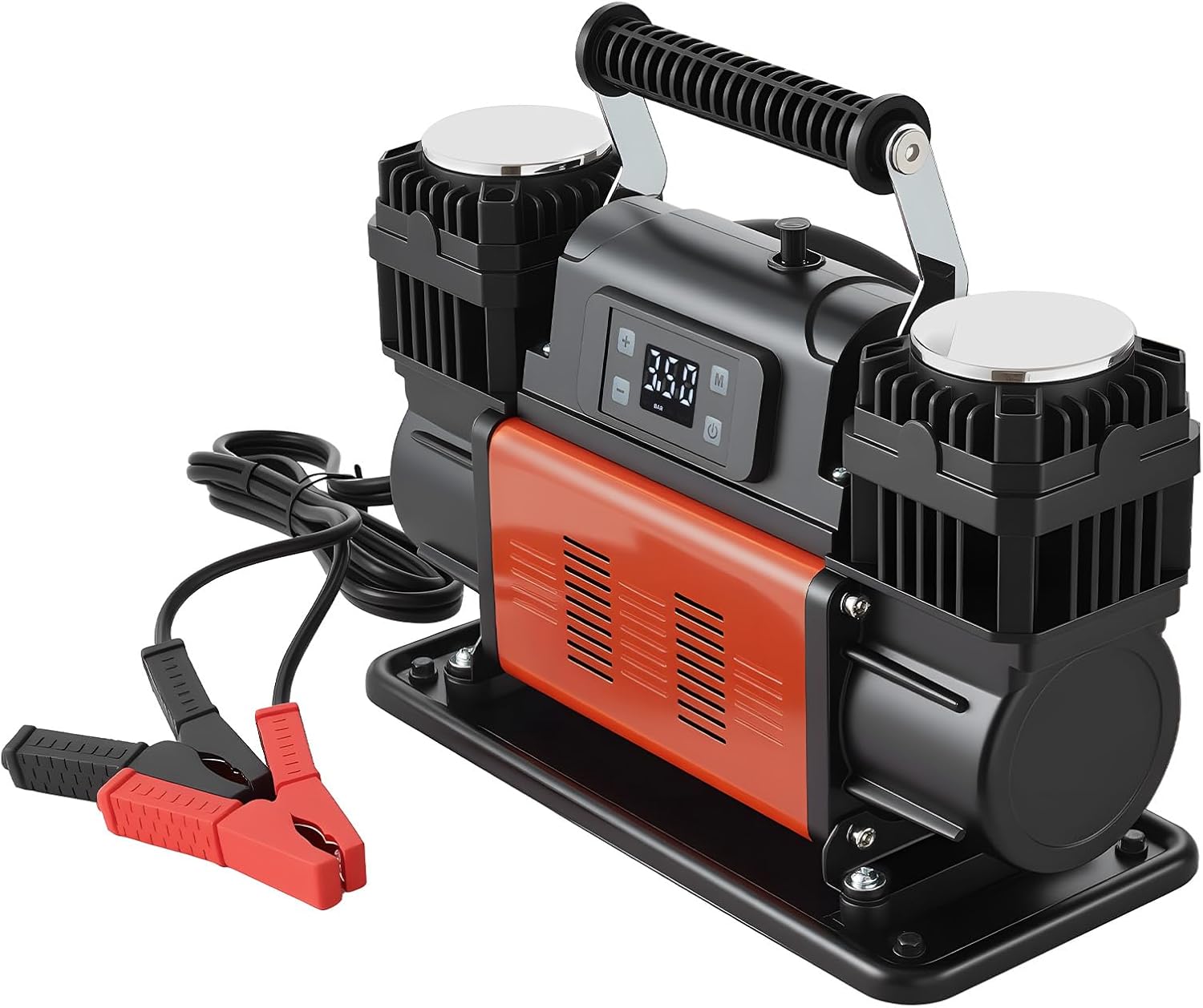 VEVOR Dual-Cylinder Heavy Duty Air Compressor, 10.6CFM Auto-Stop Portable Tire Inflator, 12V 150PSI Offroad Air Pump with LCD Digital Display & Adapters for Truck Car SUV 4 x 4 Vehicle RV - Image 1