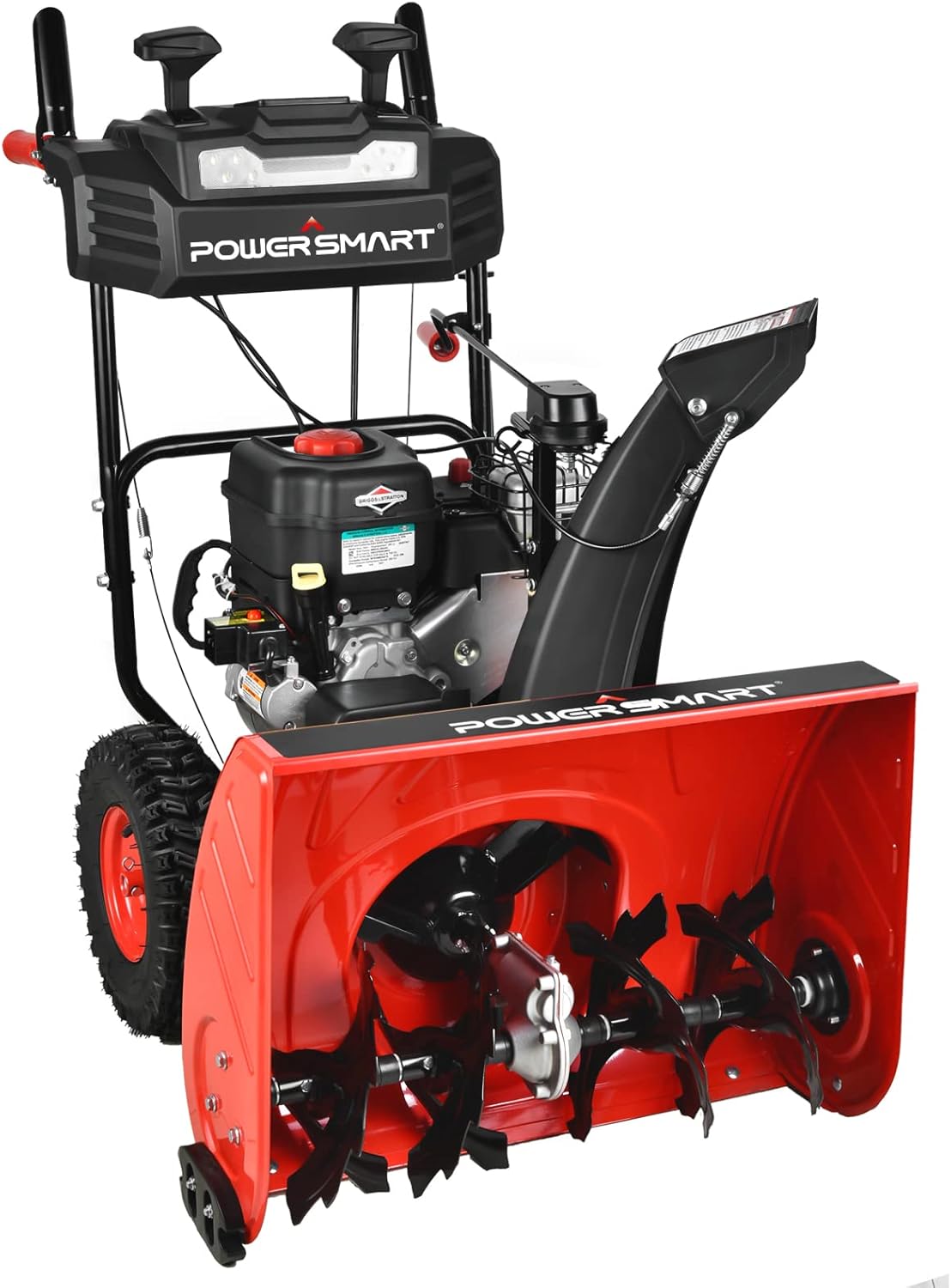 PowerSmart Gas Snow Blower, 24-Inch Self-Propelled 208cc B&S Engine, 120V Electric Start, 13-Inch Snow Tires, Handle Warmer, 2-Stage Snow Blowers with LED Lights - Image 1