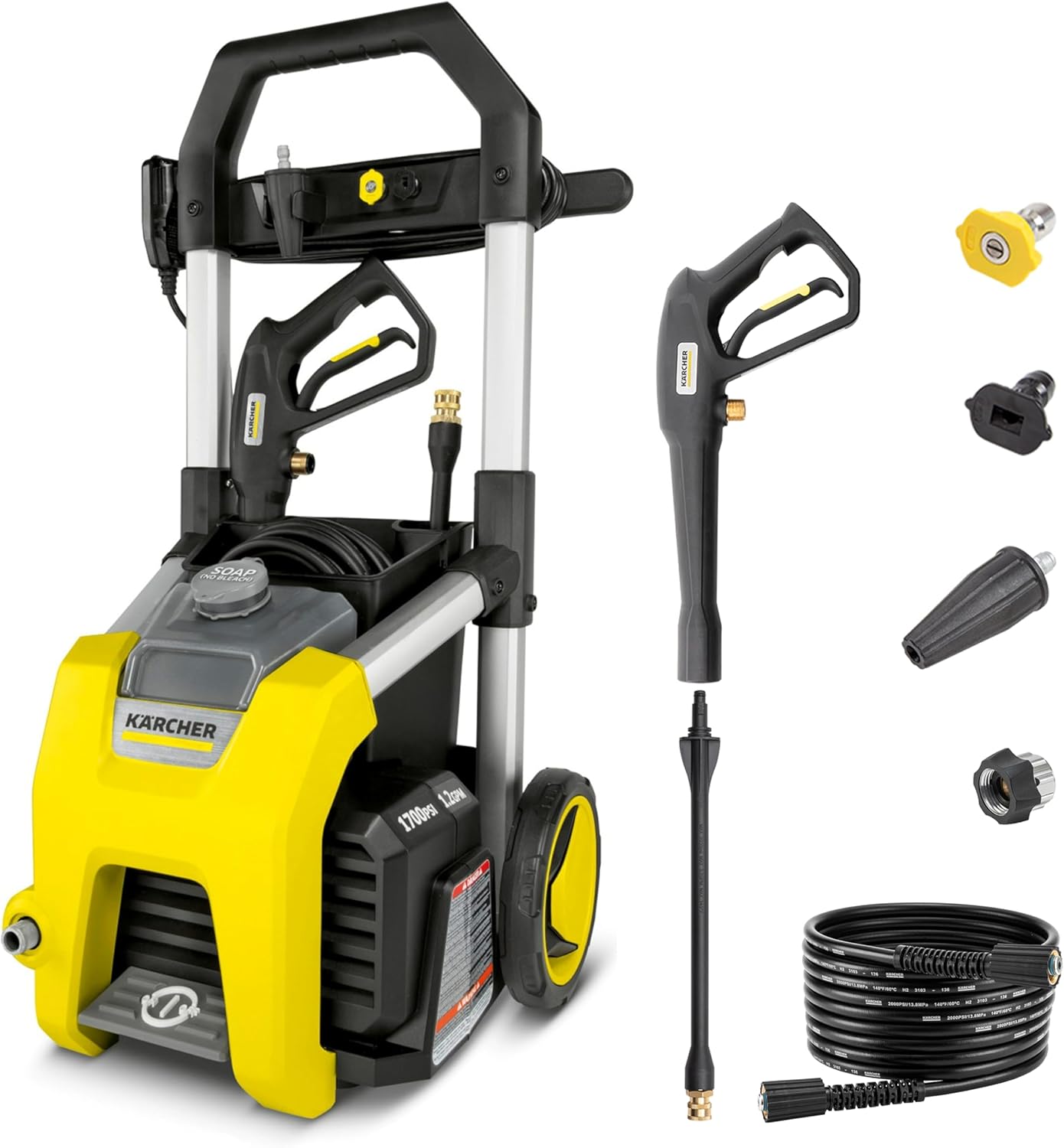 Kärcher Pressure Washer K1700, CETA Certified, 3 Spray Nozzles, Detergent Tank, for Cars, Driveways, Siding, Patios, 1.2 max. GPM - Image 1