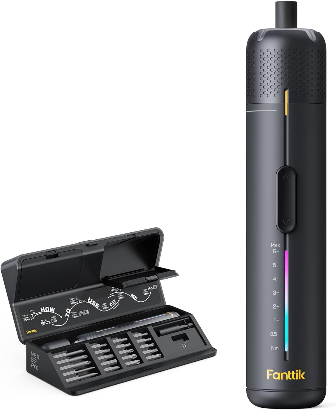 Fanttik S2 Pro Electric Screwdriver, Cordless Screwdriver Set, 7 Torque Settings, 0.5 to 6N.m, 20 Magnetic Bits, 1/4''Hex Shank, with 90° Angle Adapter, for Furniture, Household Repairs - Image 1