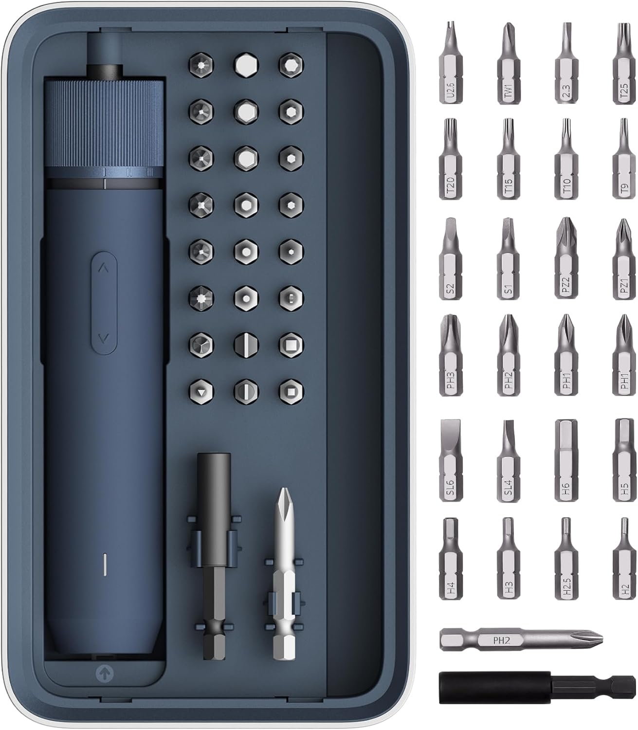 HOTO Electric Screwdriver Kit, Upgraded 1/4'' Hex 25 Bits, Magnetic Lid, Rechargeable Cordless Screwdriver, 3 Torque Settings, 1500mAh Battery, LED Light, Ideal for Assembling Furniture, Home Repair - Image 1