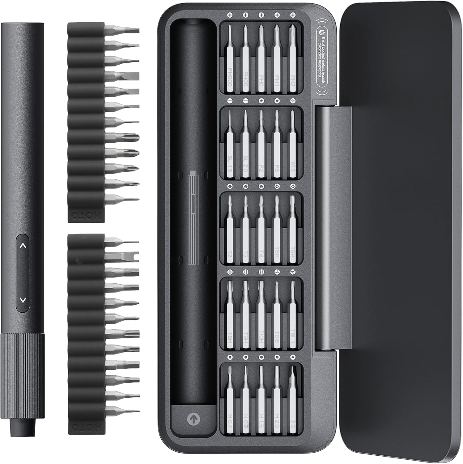 HOTO 25+24 Extra S2 Steel Bits Electric Precision Screwdriver Set, Magnetic Storage, Max. 3 N.M, 170 RPM, USB-C Rechargeable, Mini Electric Screwdriver for Phone, Laptop, Camera Repair - Image 1
