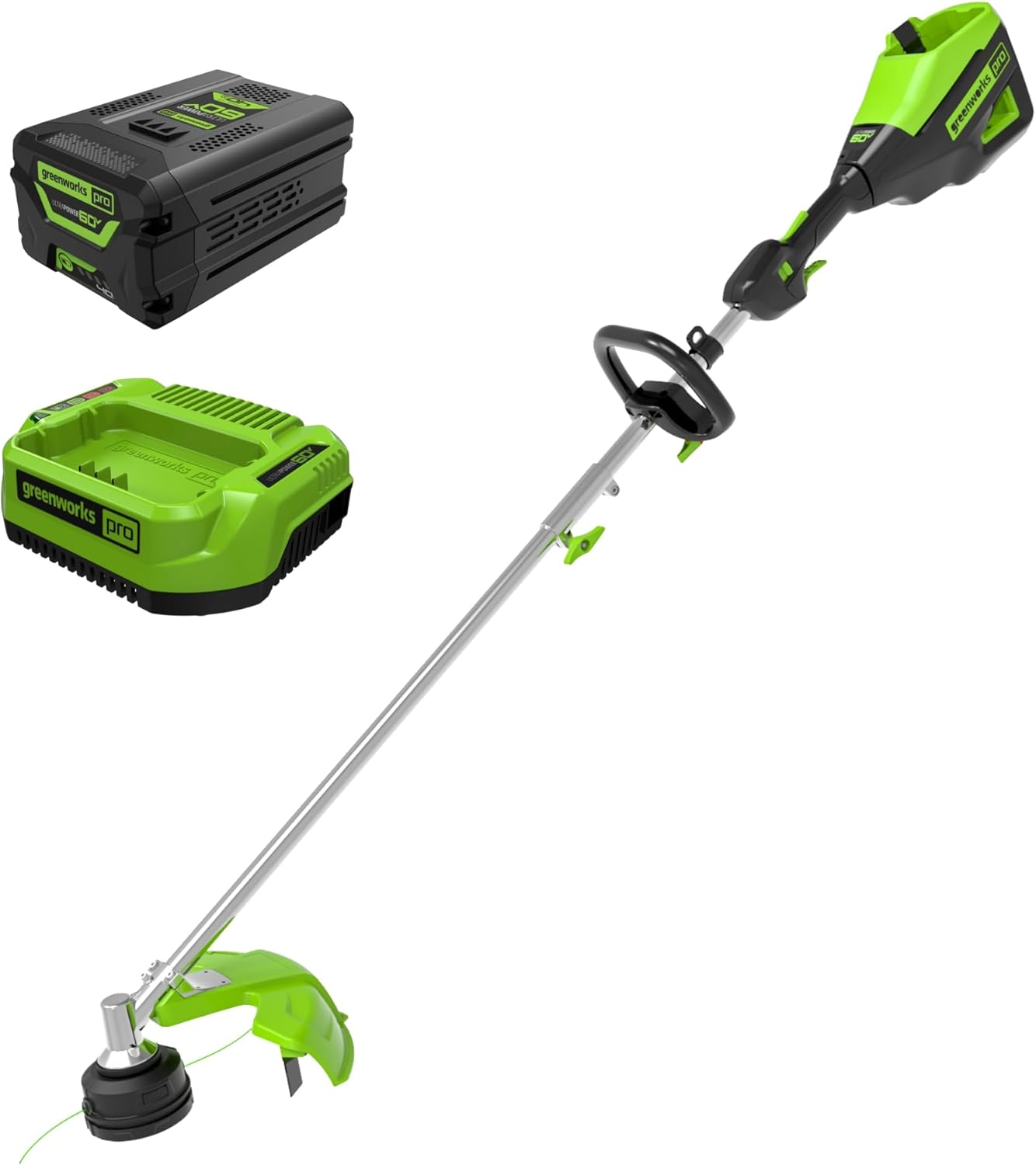 Greenworks 60V 16" Brushless Cordless String Trimmer, Attachment Capable, 4.0 Ah Battery & Charger - Image 1
