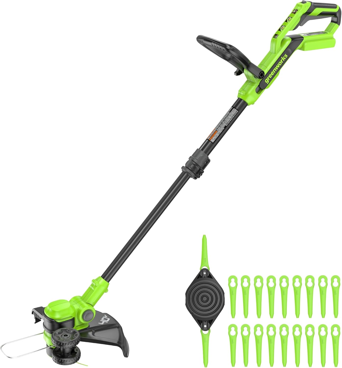 Greenworks 40V 13" 2-in-1 Cordless Trimmer/Edger w/ 20 Blades, Heavy Duty for Thick Weeds/Brush, Edges Fence/Sidewalk, Gas-Free Lightweight, Battery and Charger Not Included - Image 1