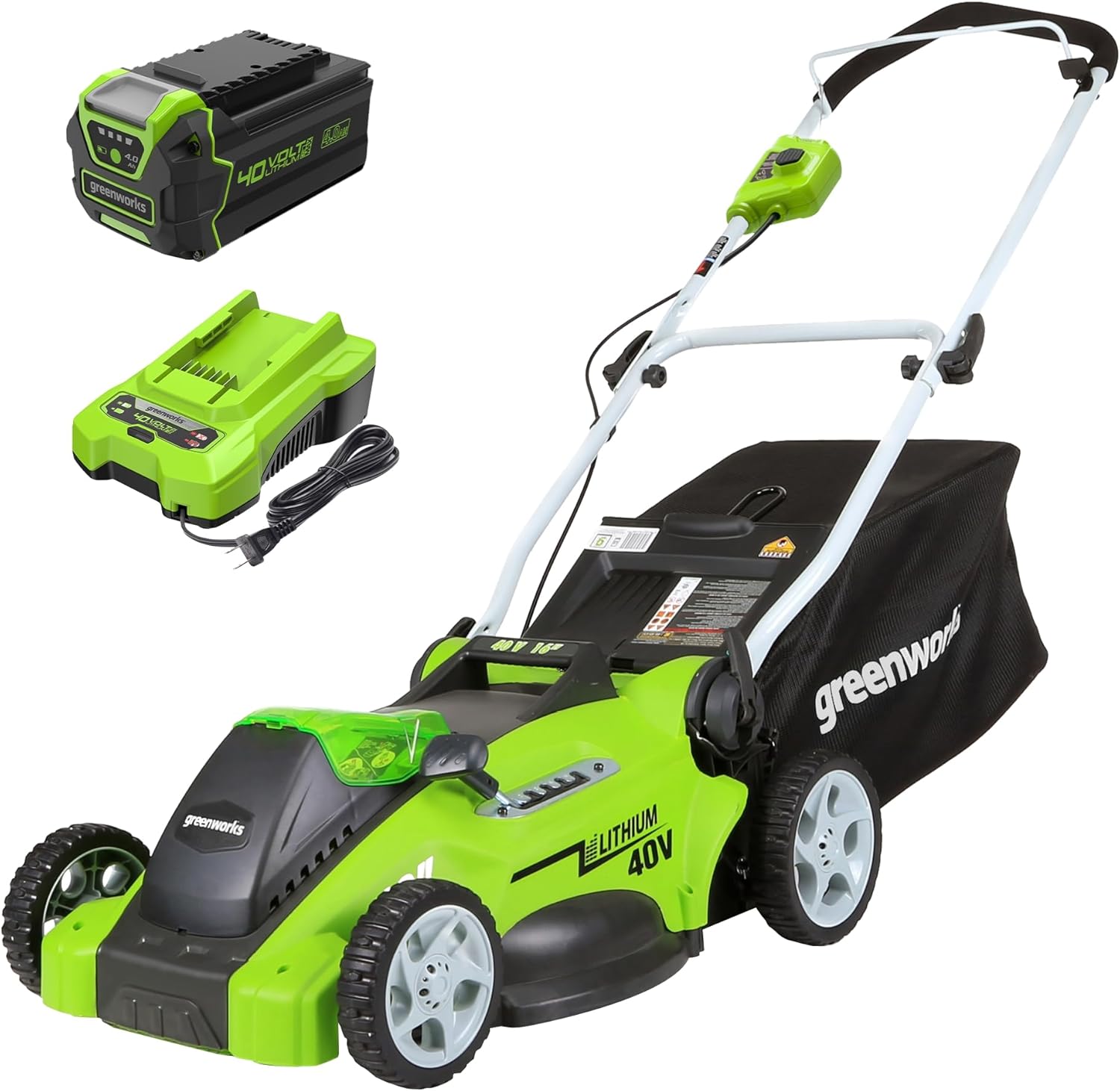 Greenworks 40V 16" Cordless Lawn Mower, Ultra-Light Push Mower with 4.0Ah Battery & Charger(75+ Tool Compatibility, 45Min Runtime) - Image 1
