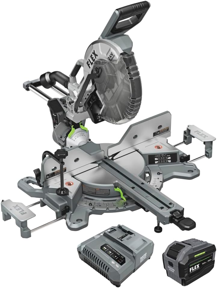 FLEX 24V Brushless Cordless 12-Inch Dual Bevel Sliding Miter Saw Kit with 10.0Ah Stacked Lithium Battery and 280W Rapid Charger - FX7141A-1J - Image 1
