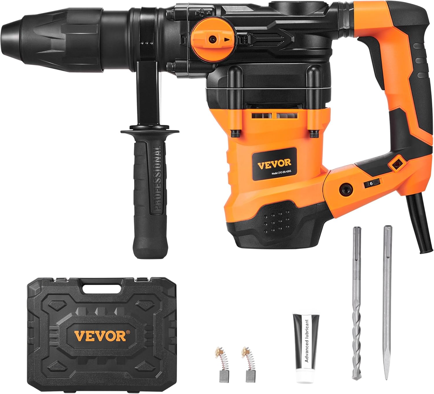 VEVOR 1-9/16 Inch SDS-Max Rotary Hammer Drill, 13Amp Corded Drills, Heavy Duty Chipping Hammers w/Vibration Control & Safety Clutch, Electric Demolition Hammers Variable Speed, Power Tool For Concrete - Image 1
