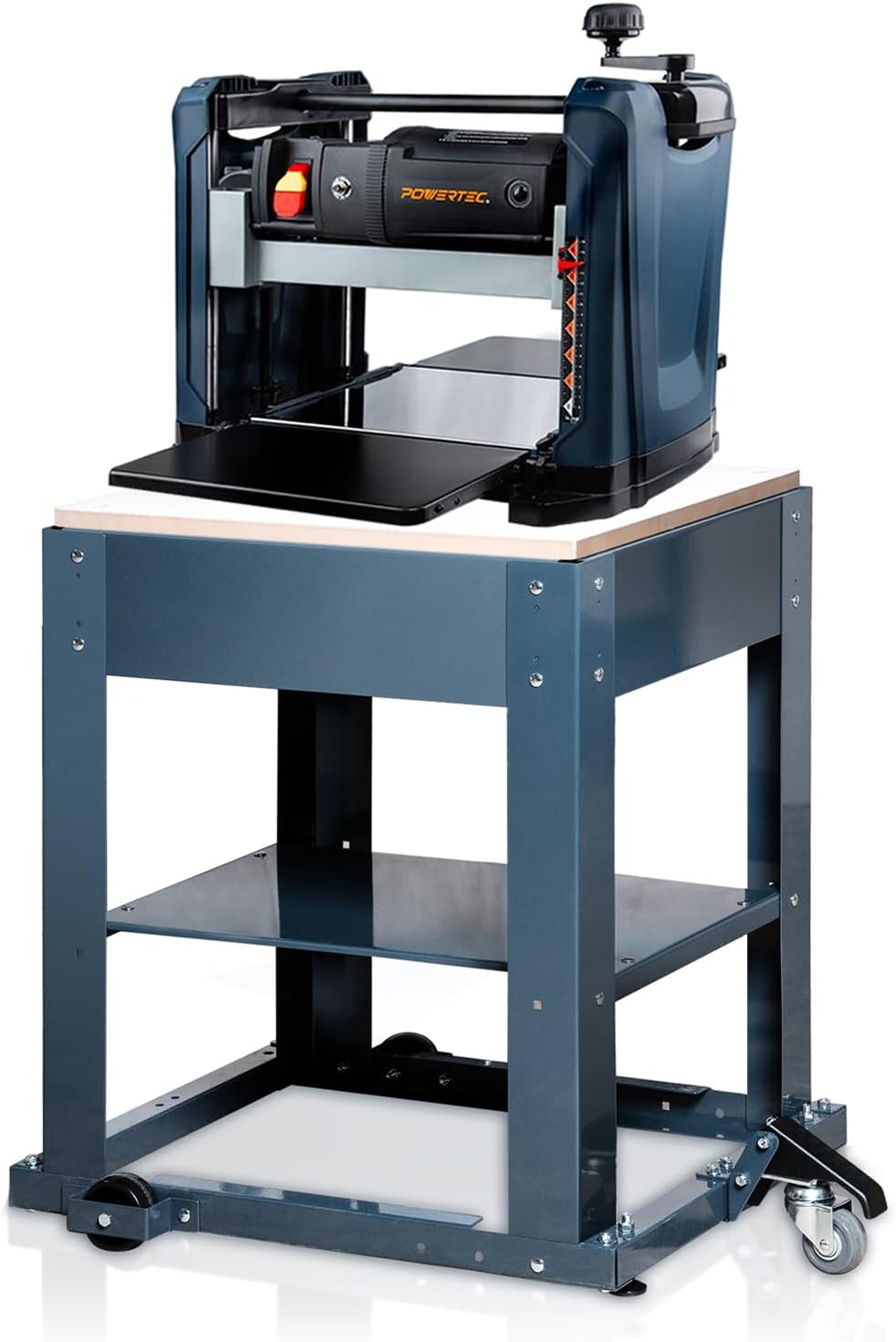 POWERTEC UT1008 Planer Stand with Wheels w/ PL1252V 15 Amp 2-Blade Benchtop Thickness Planer For Woodworking | 12-1/2 in. Portable - Image 1