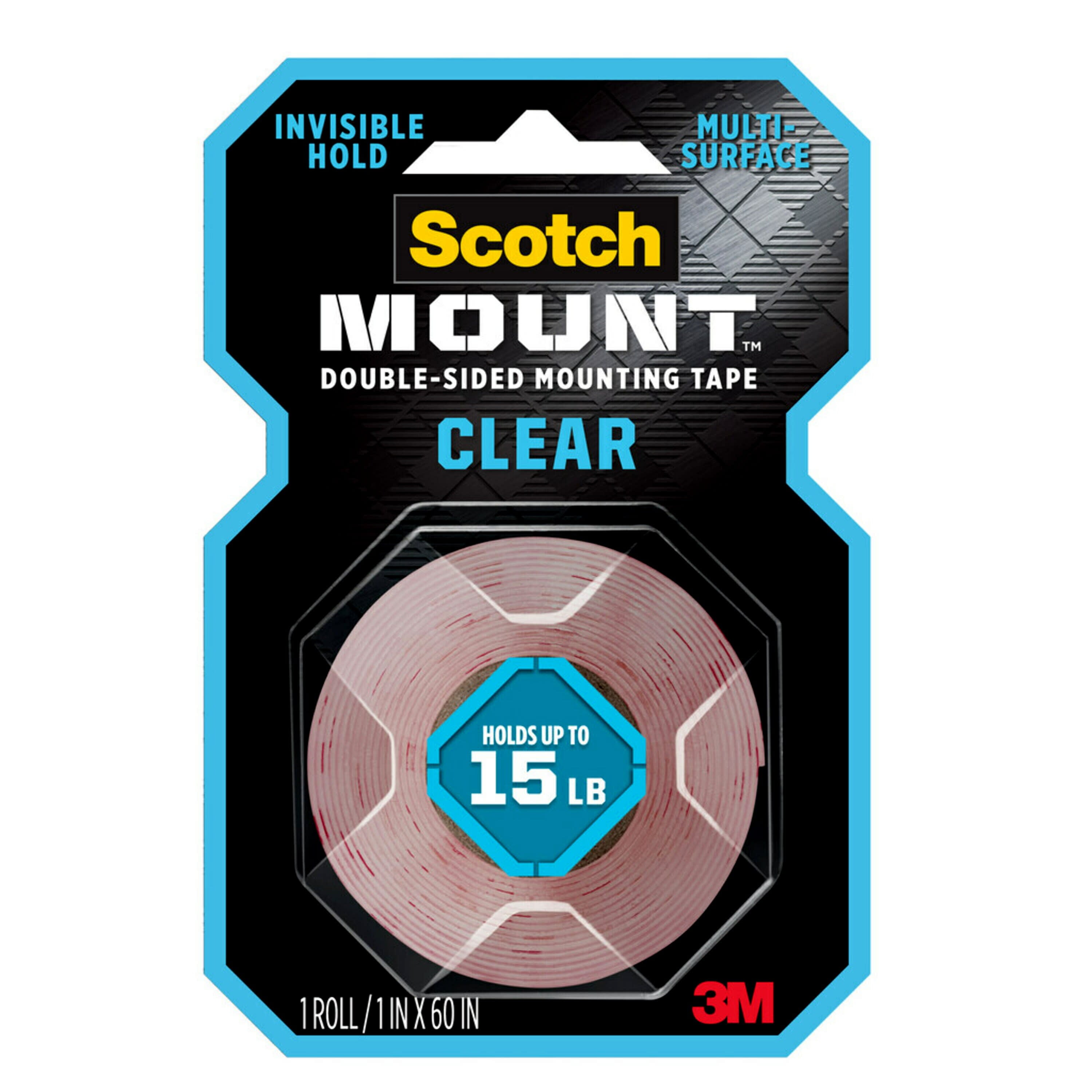 Scotch-Mount Clear Double-Sided Mounting Tape, 1 in x 60 in, 1 Roll - Image 1